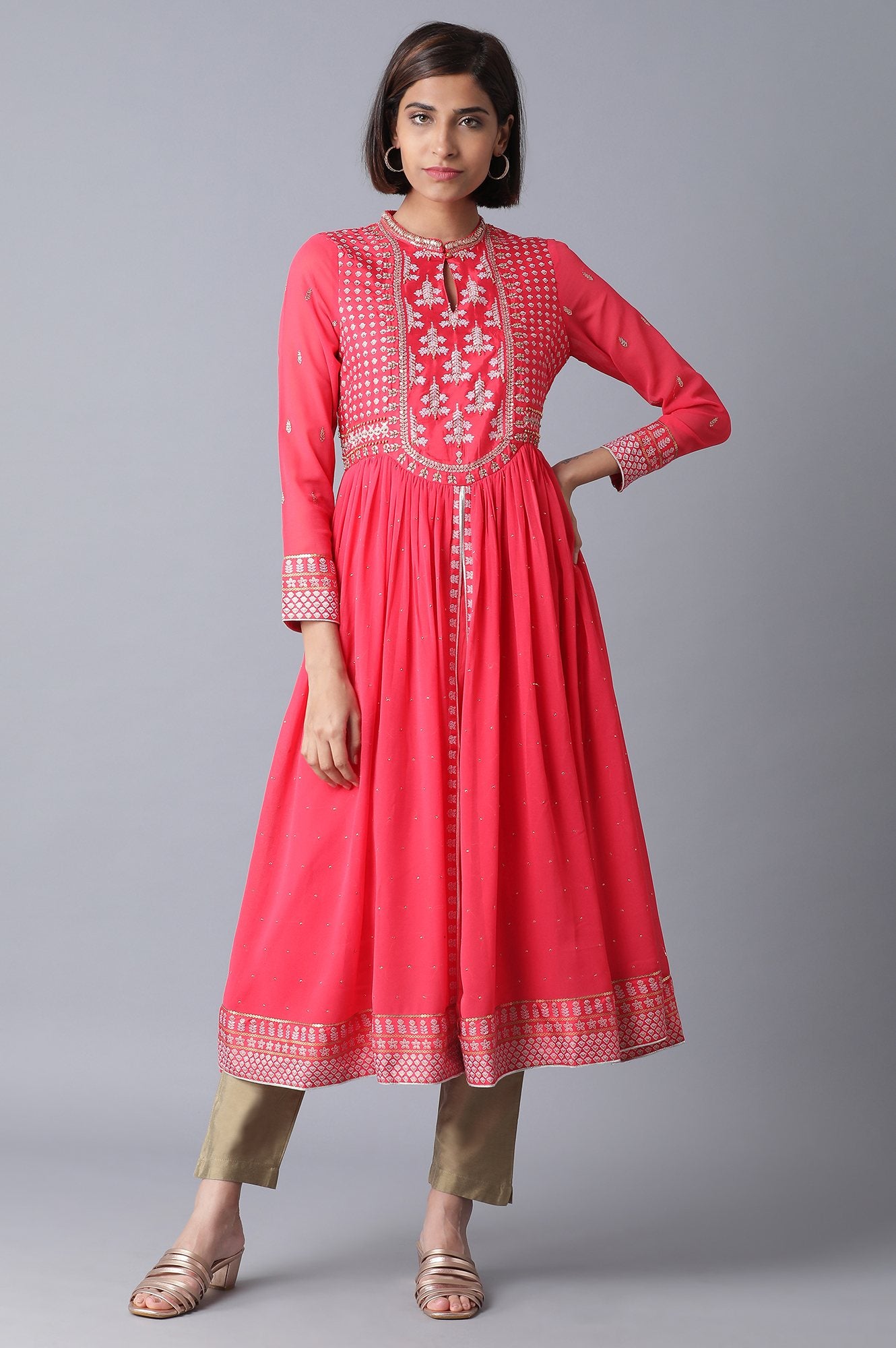 Coral Pink Flared kurta