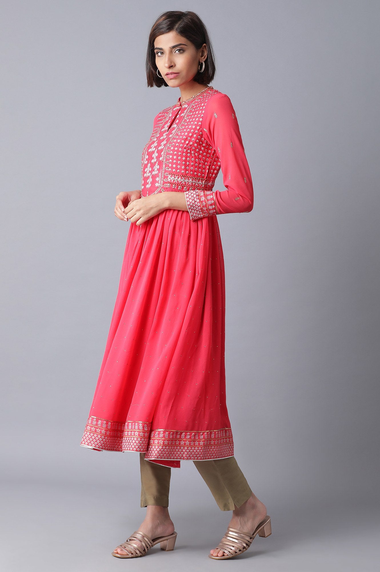 Coral Pink Flared kurta