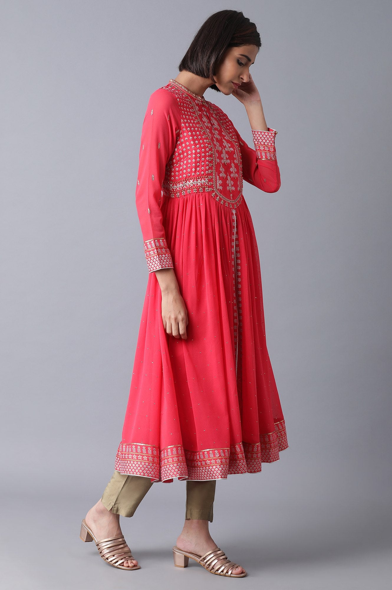 Coral Pink Flared kurta