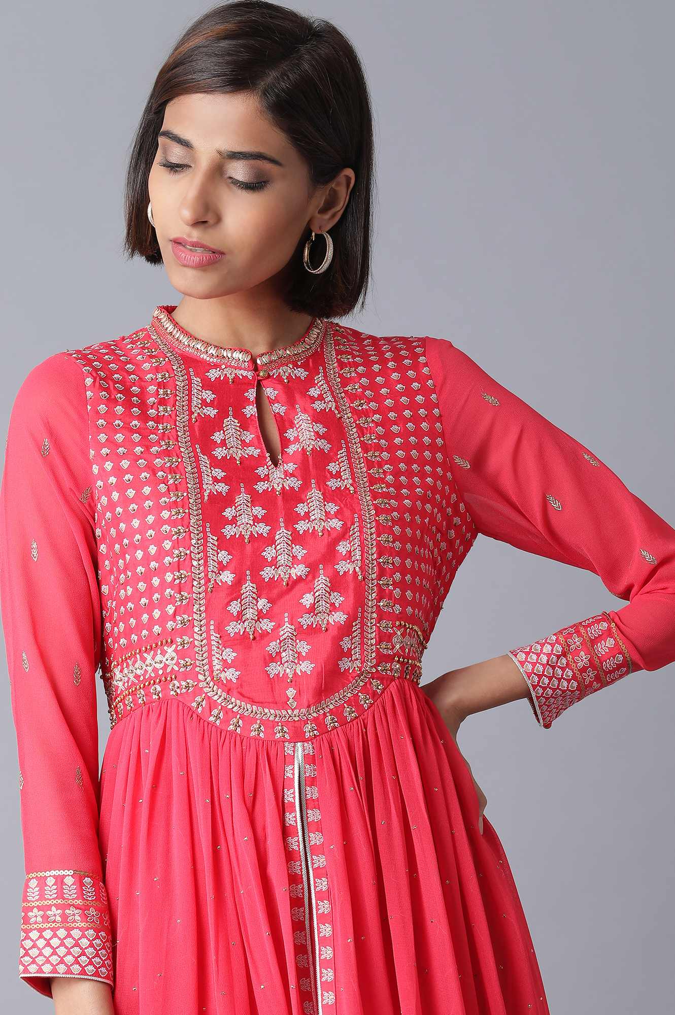 Coral Pink Flared kurta
