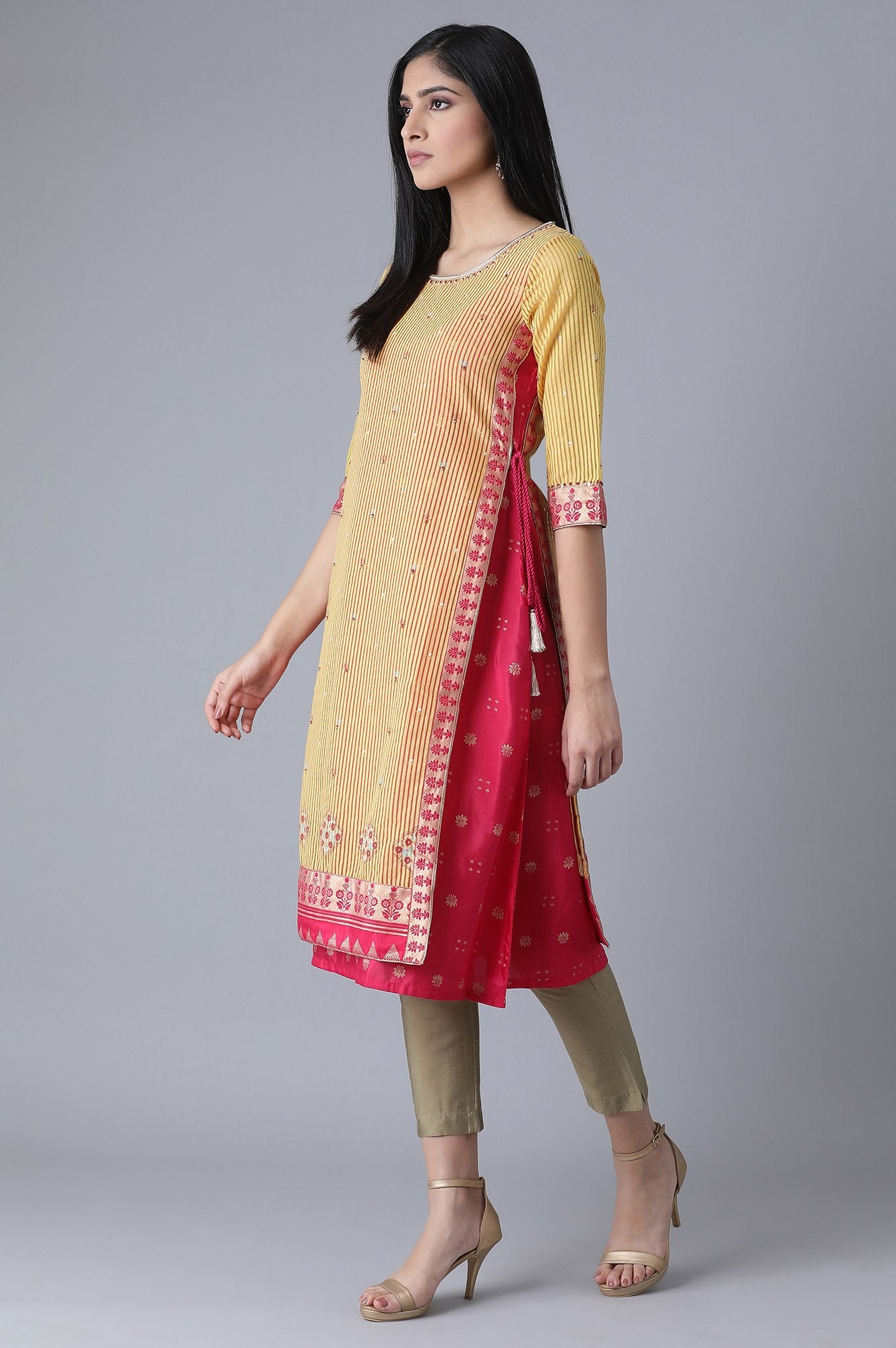 Mustard Yellow Embroidered kurta