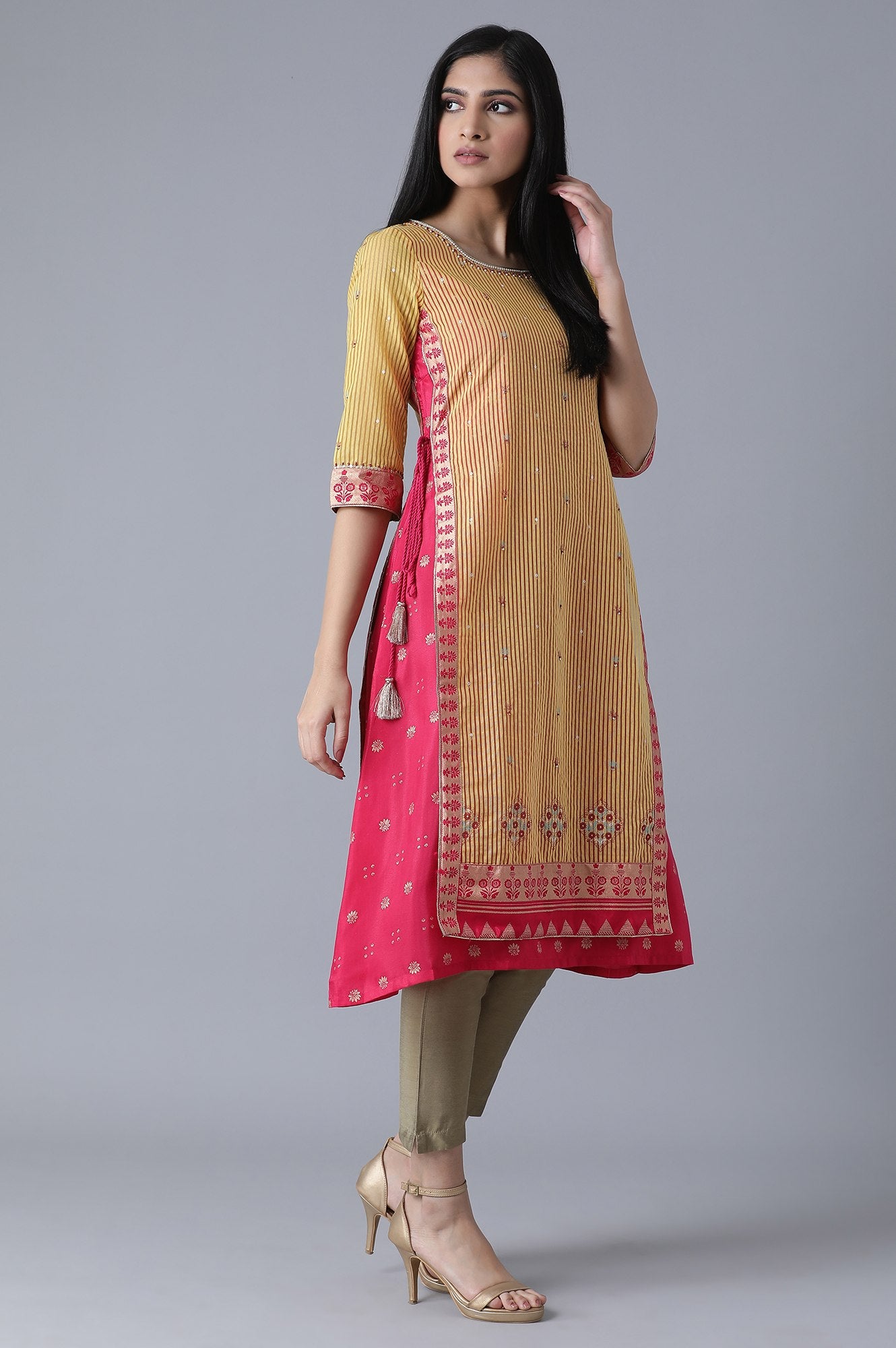 Mustard Yellow Embroidered kurta