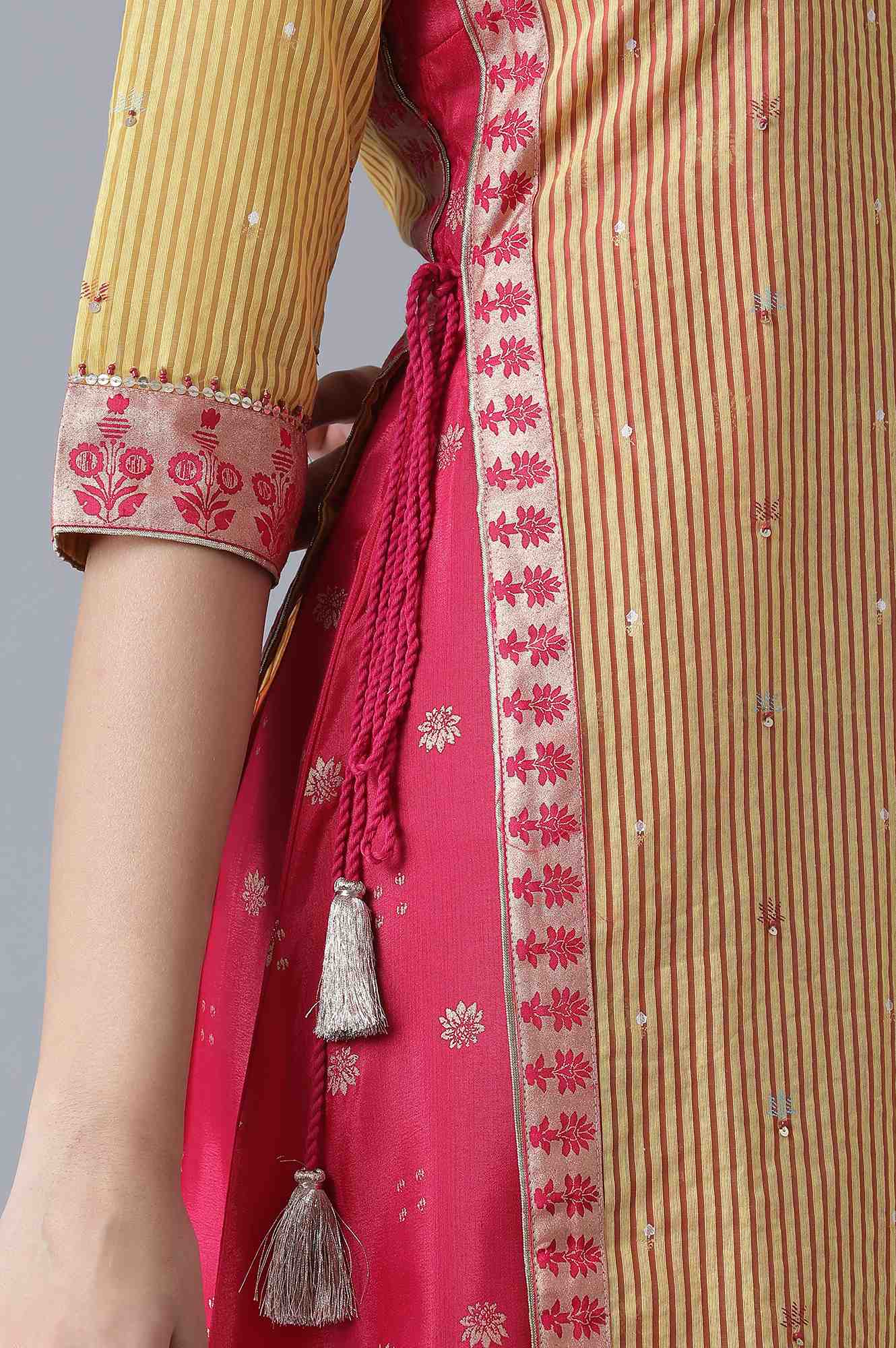 Mustard Yellow Embroidered kurta