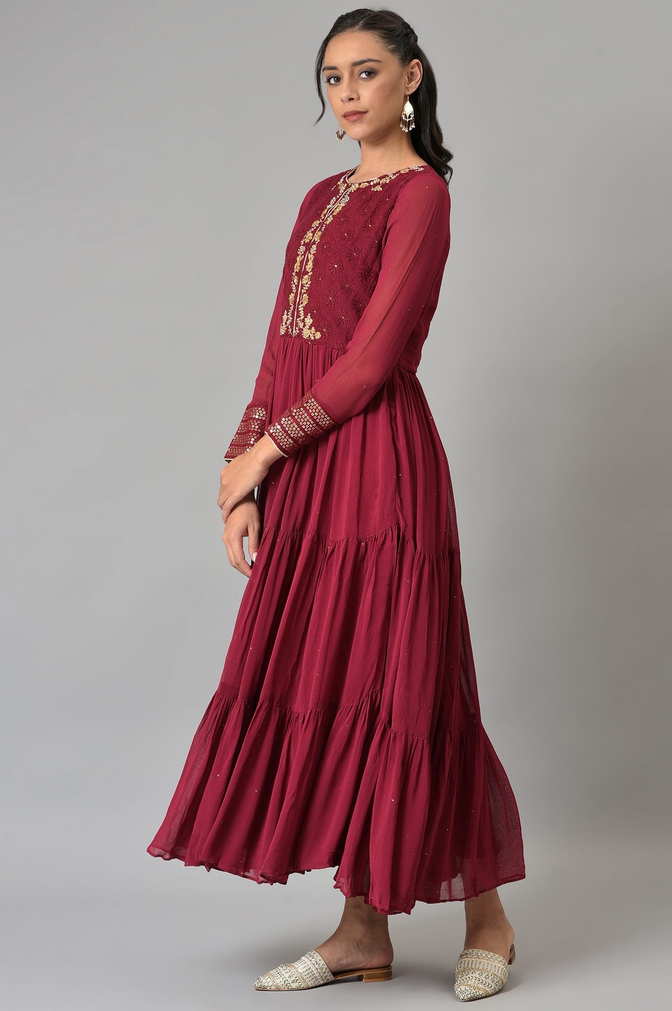 Maroon Tiered Dress