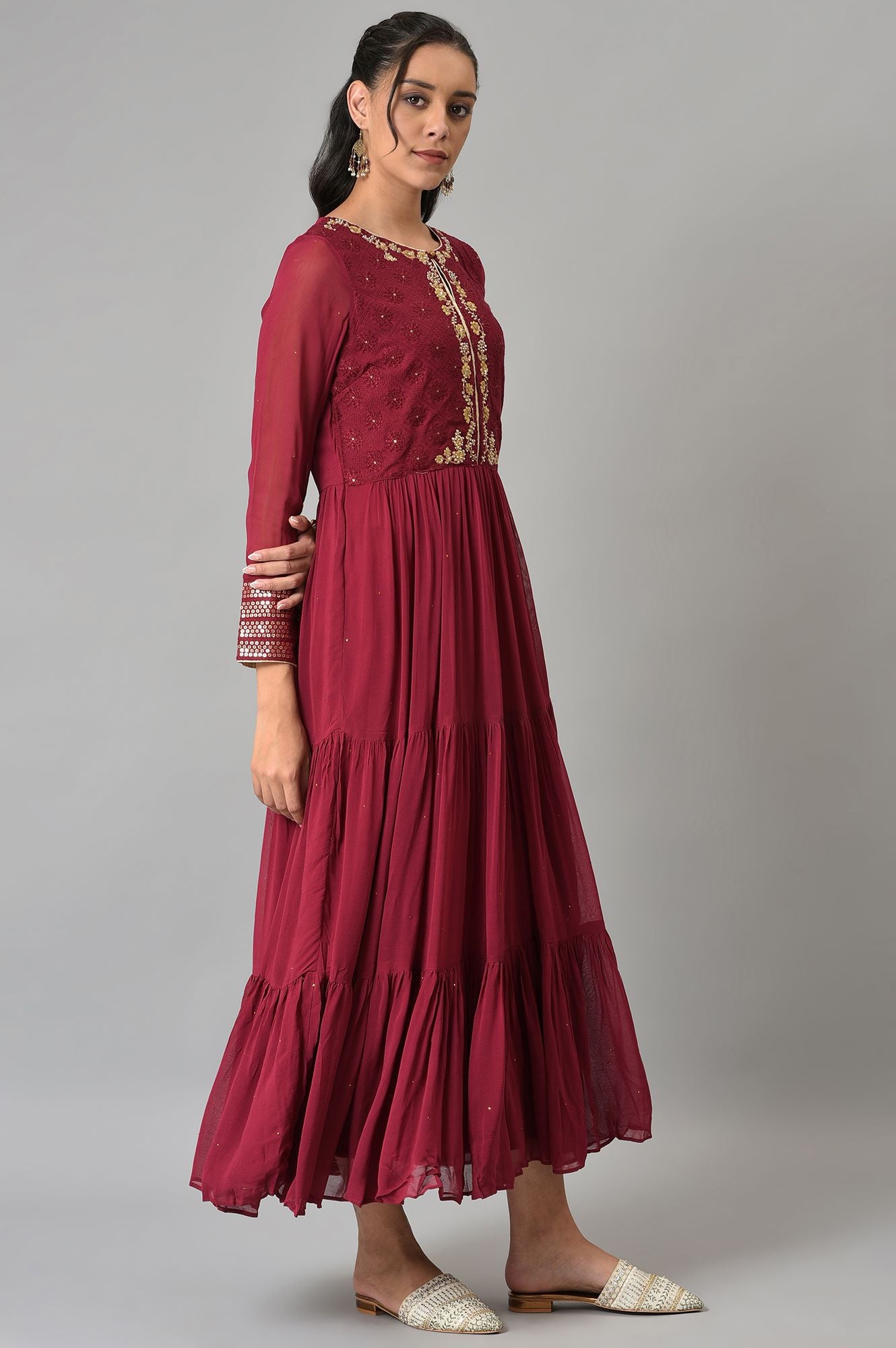 Maroon Tiered Dress