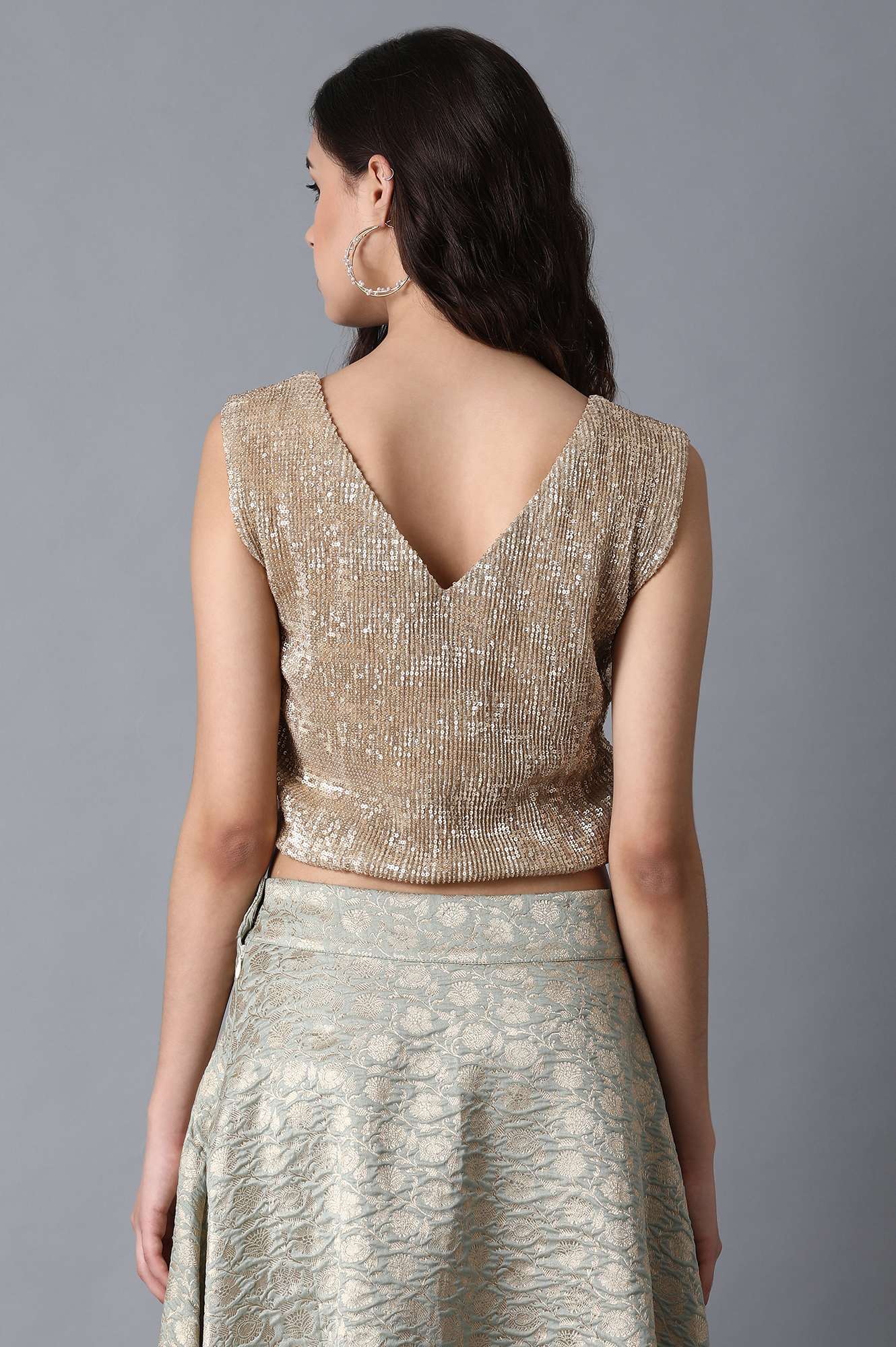 Gold Round Neck Crop Top