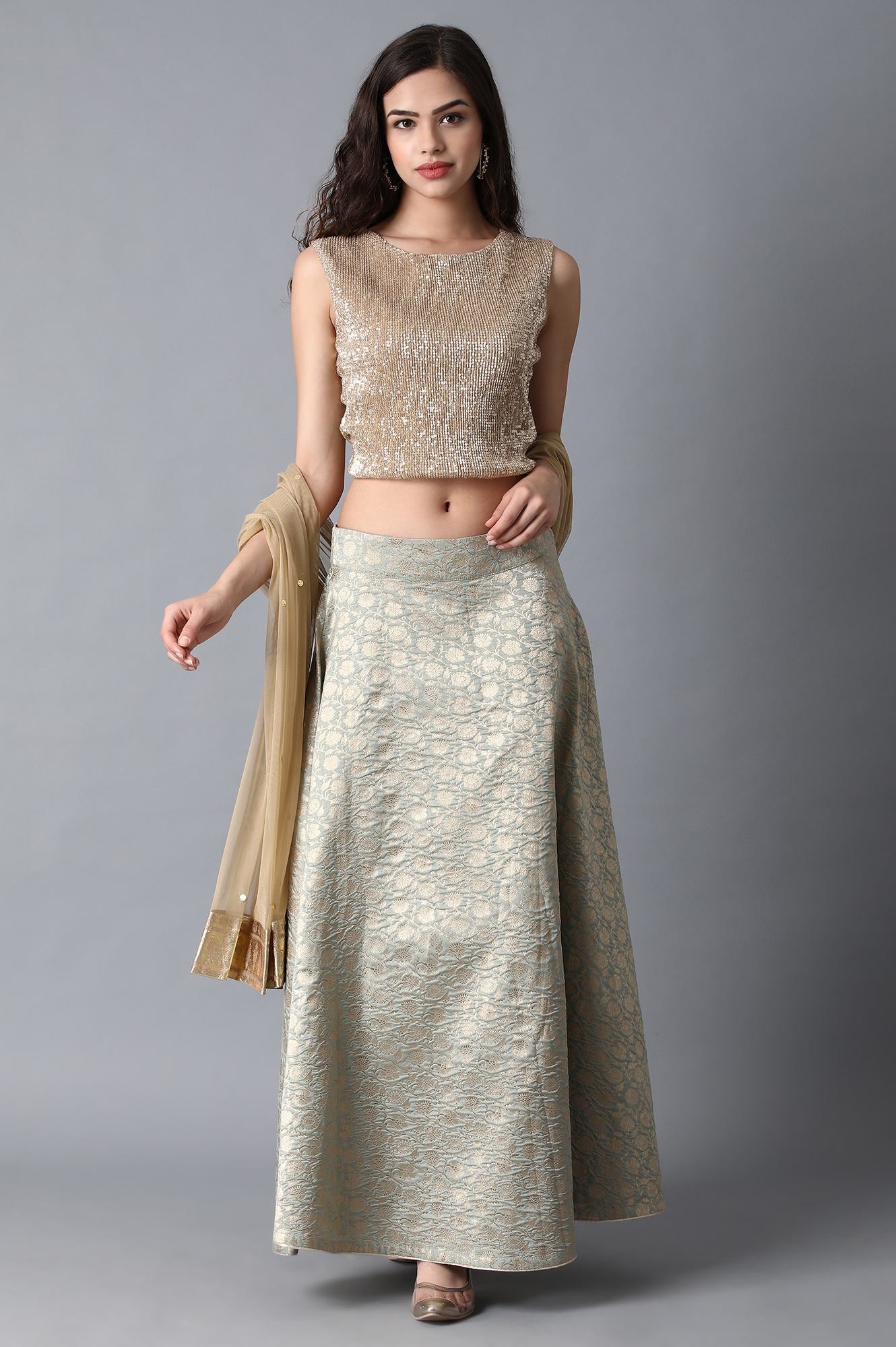 Gold Round Neck Crop Top