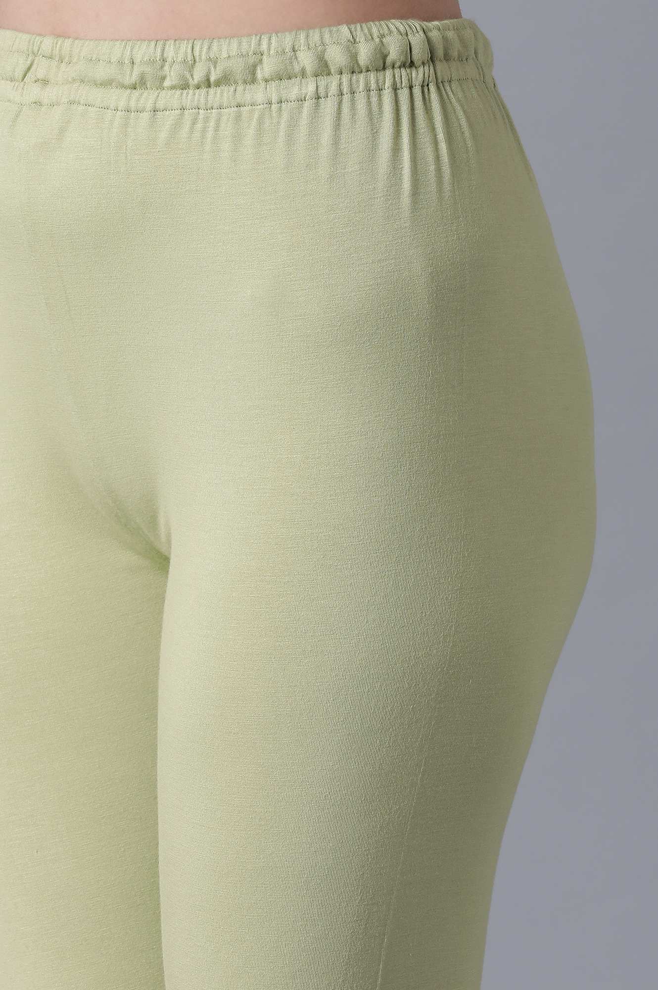 Green Flared kurta-Churidar-Drape Set