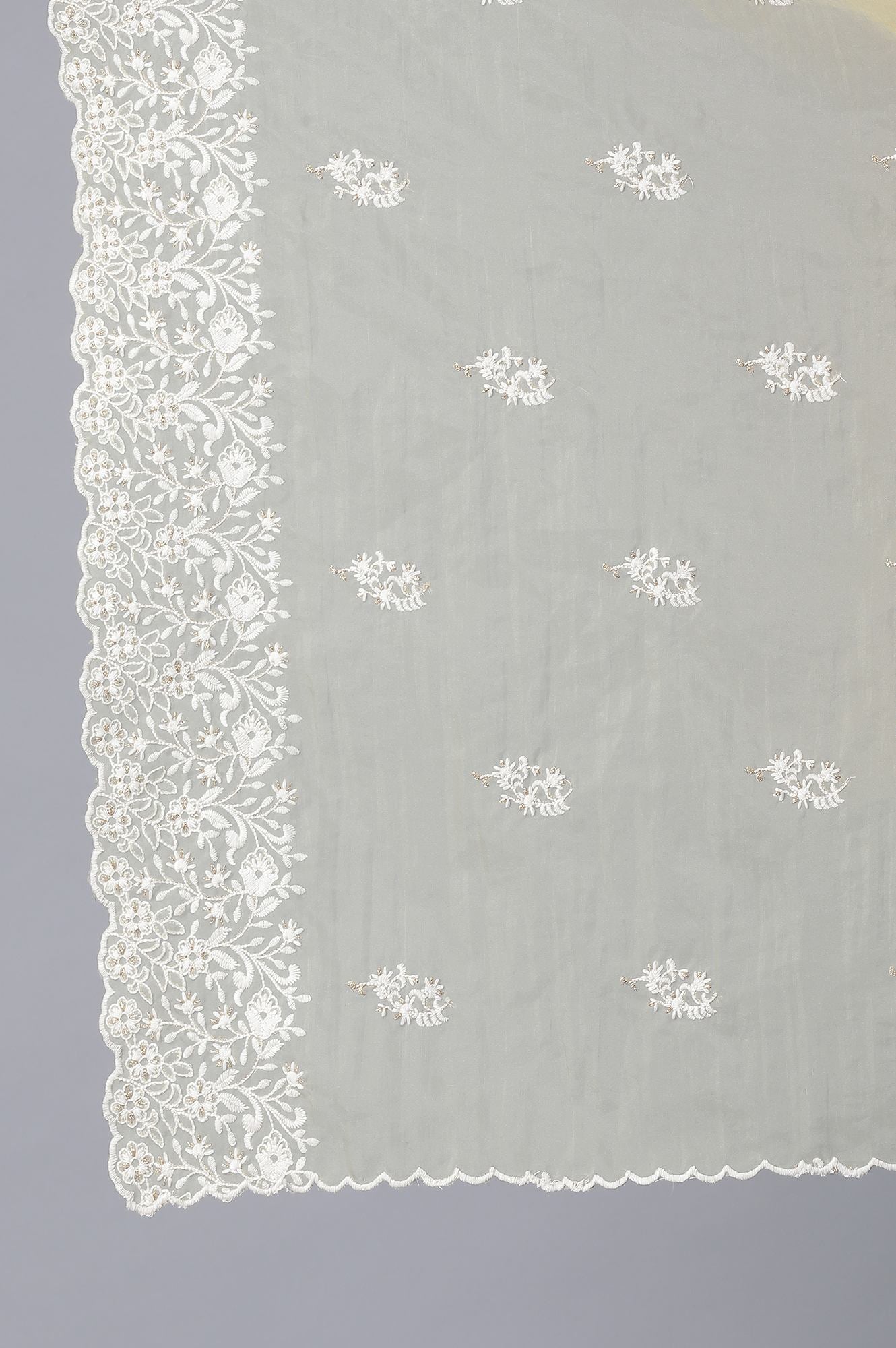 Green Flared kurta-Churidar-Drape Set