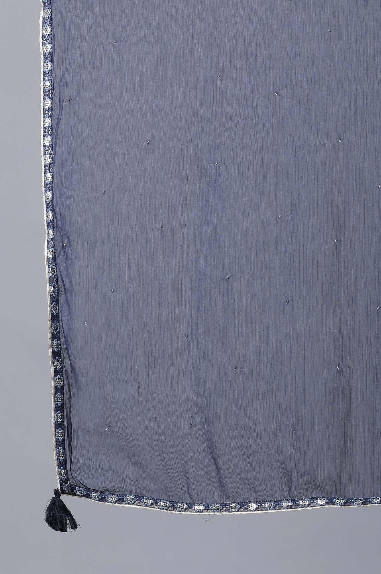 Blue Flared kurta-Pants-Drape Set