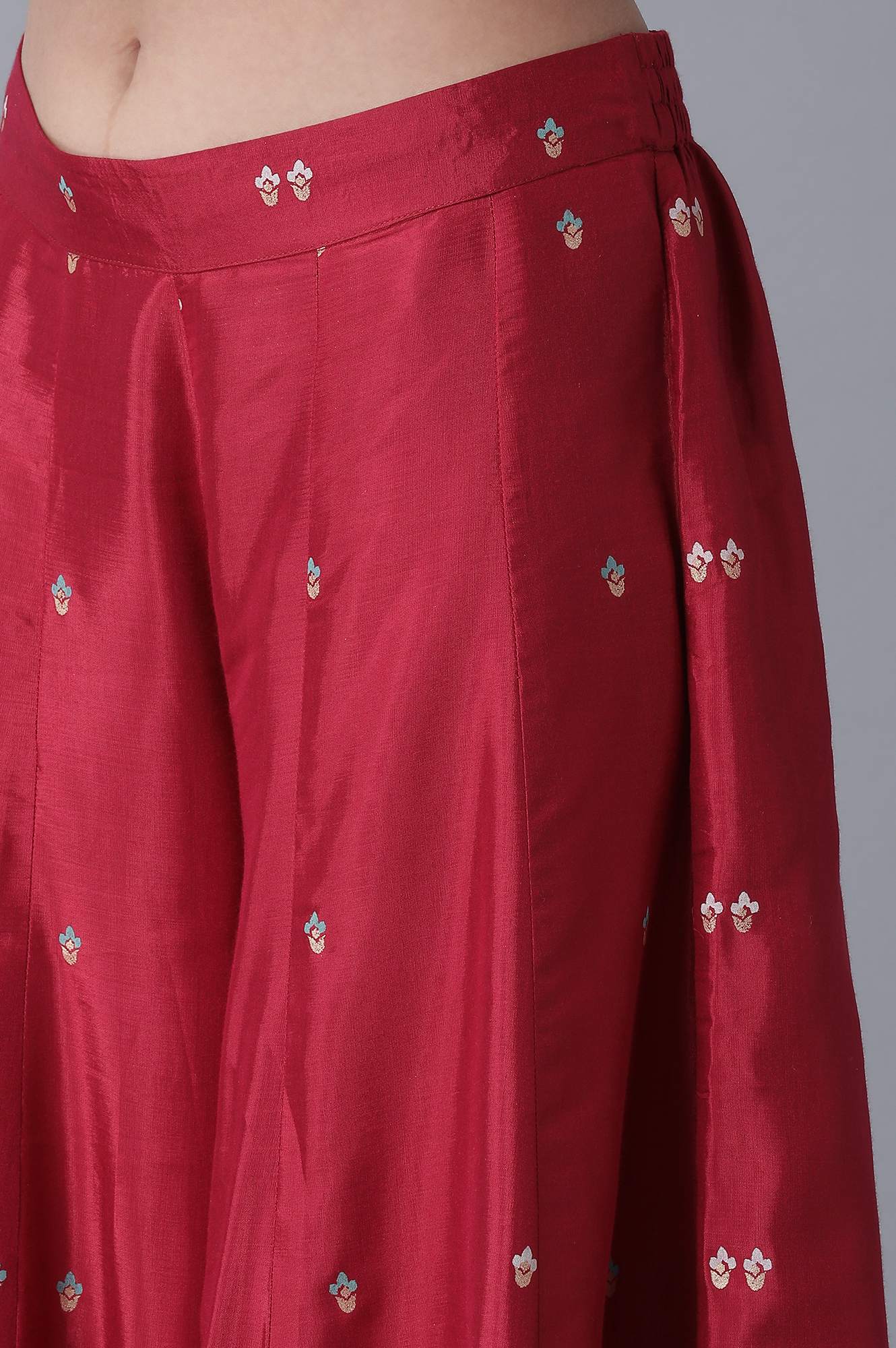 Maroon kurta-Culottes-Drape Set