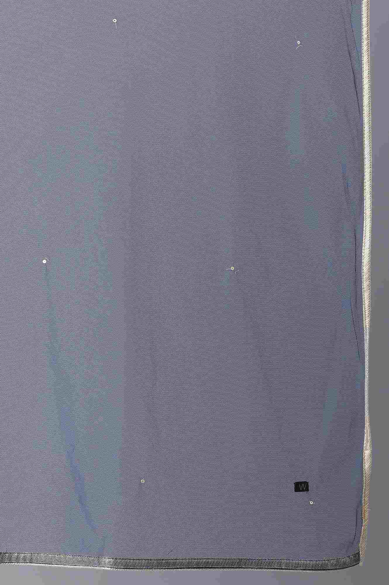 Navy Blue Flared kurta-Parallel Pants-Drape Set