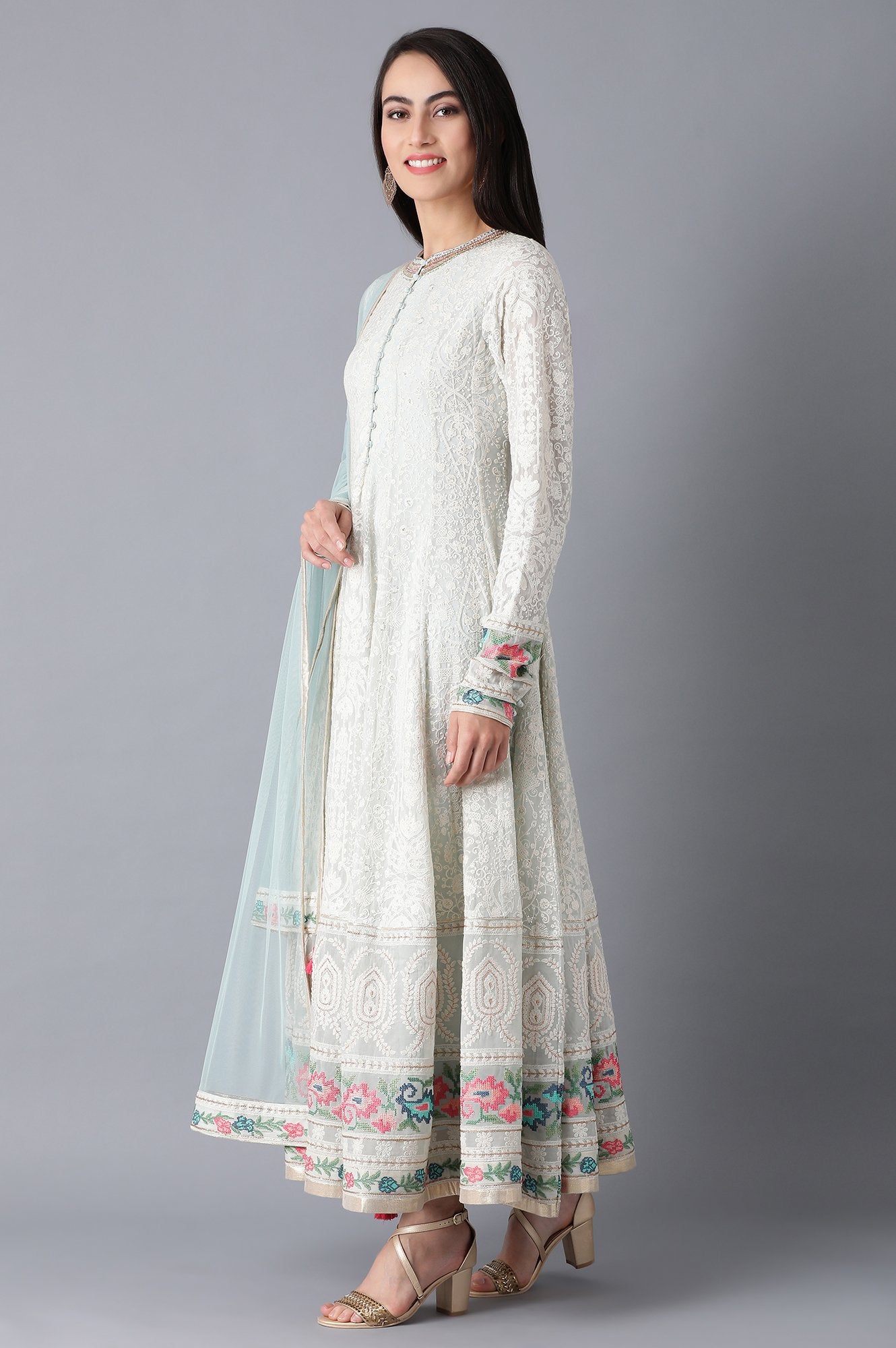 Blue Round Neck kurta Set