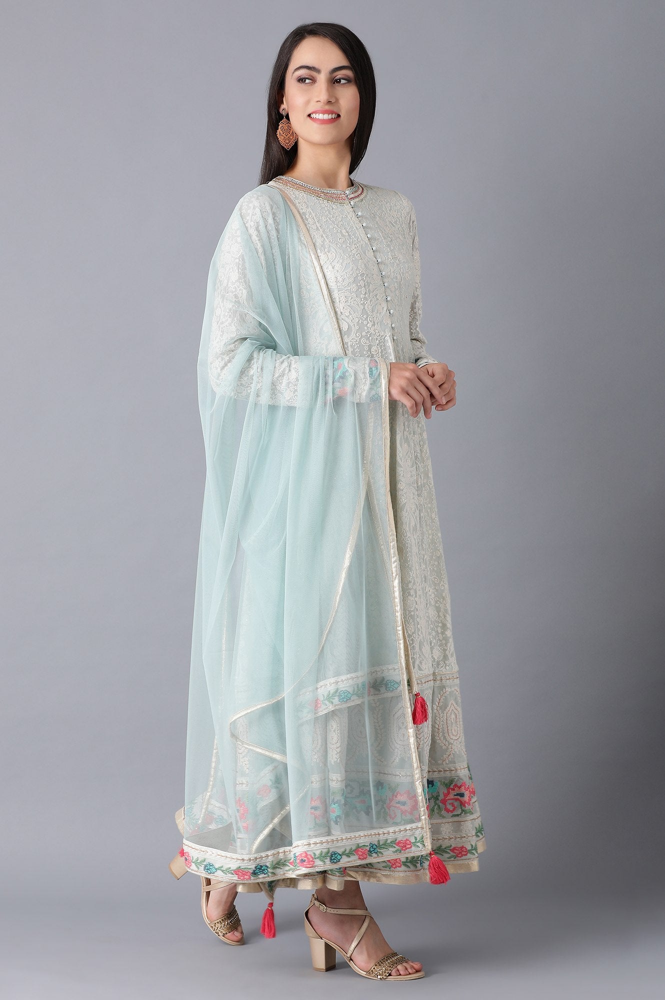 Blue Round Neck kurta Set