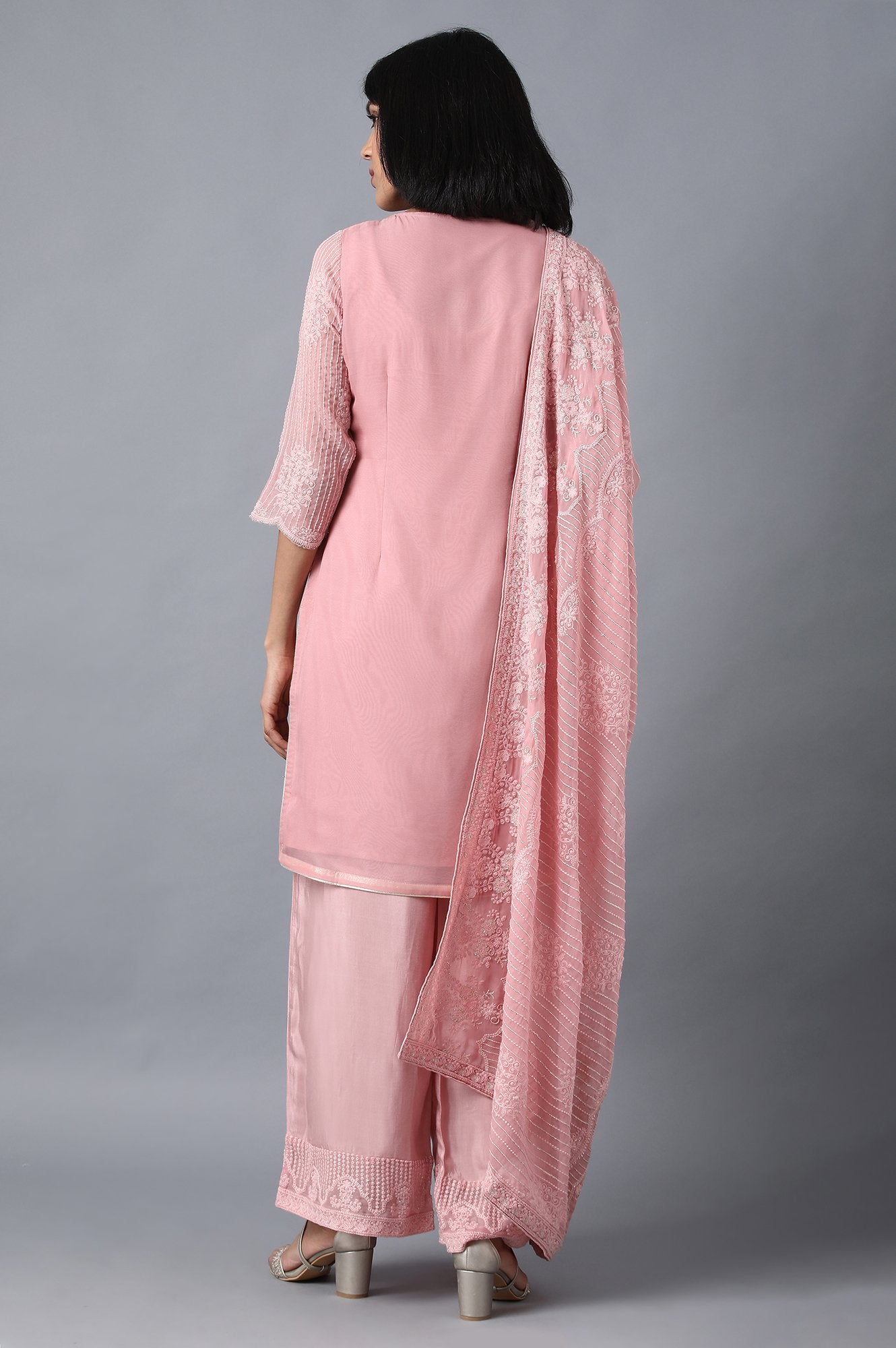 Pink Round Neck kurta Set