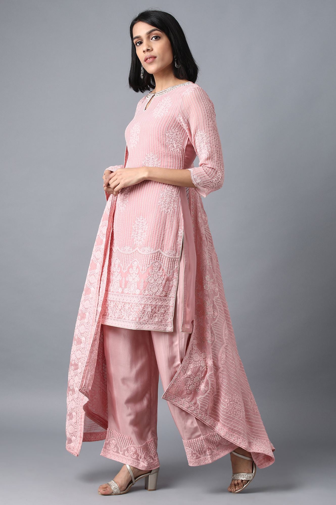 Pink Round Neck kurta Set