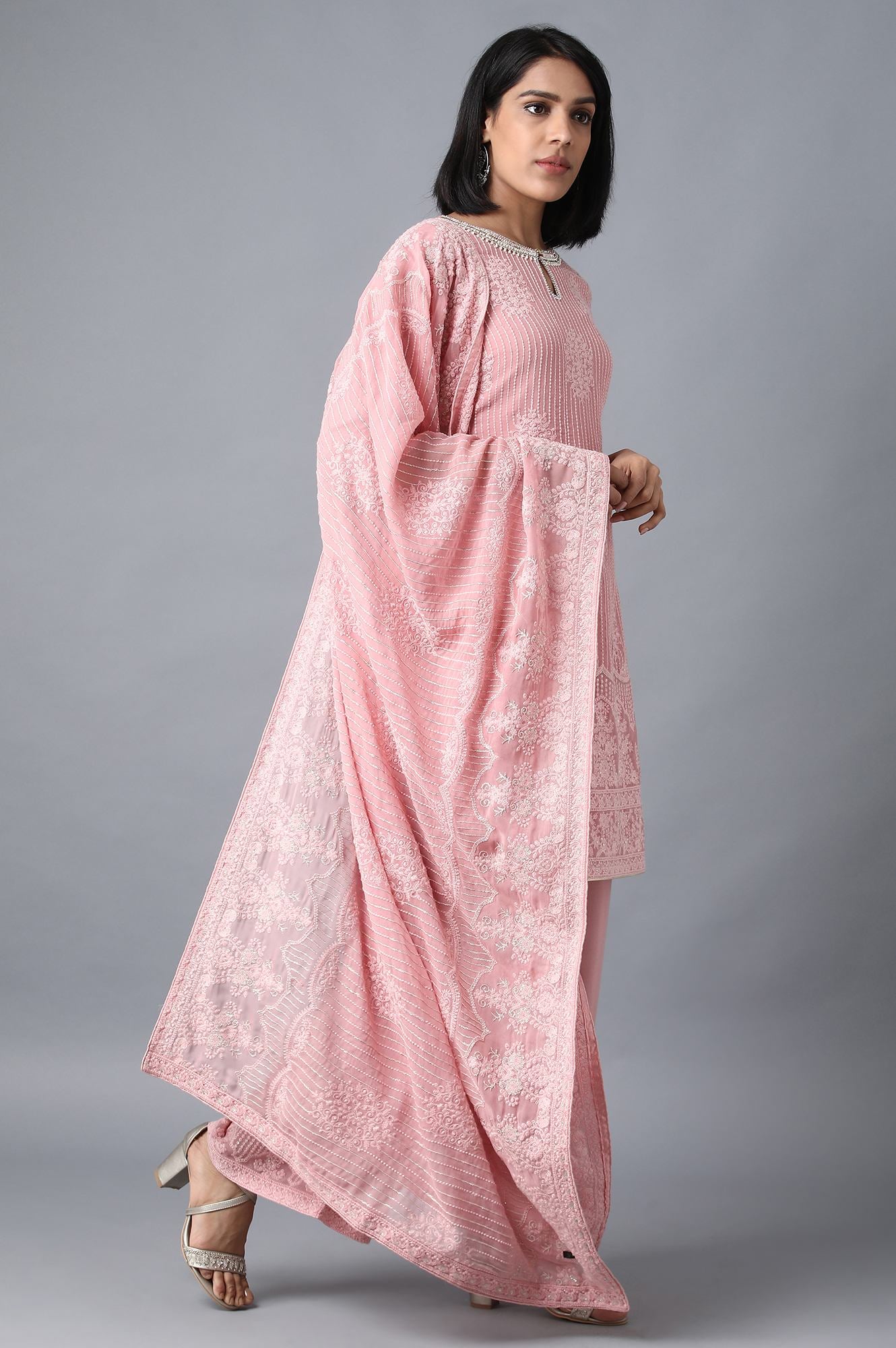 Pink Round Neck kurta Set