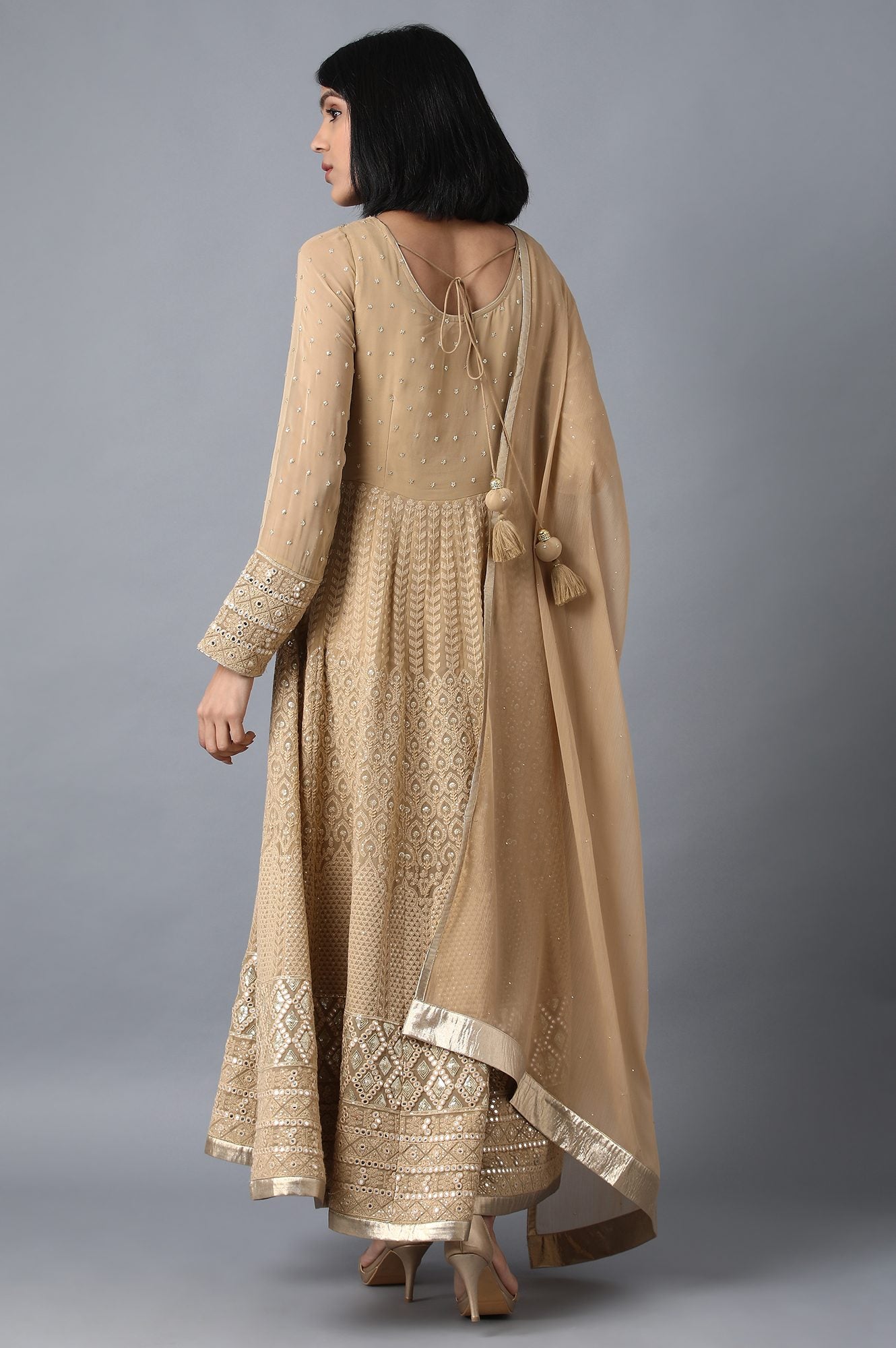 Golden Round Neck kurta Set