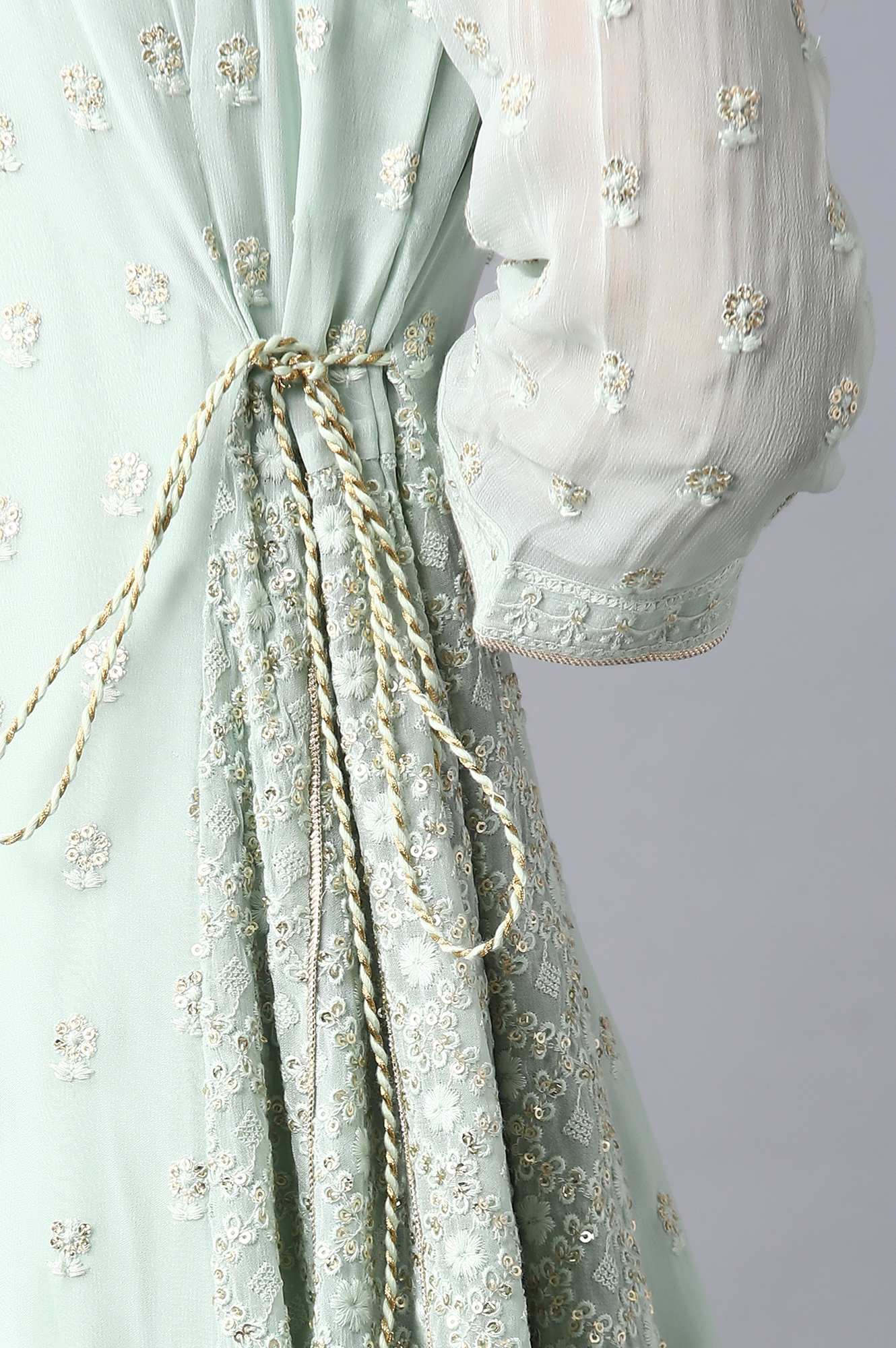 Green Mandarin Neck kurta Set