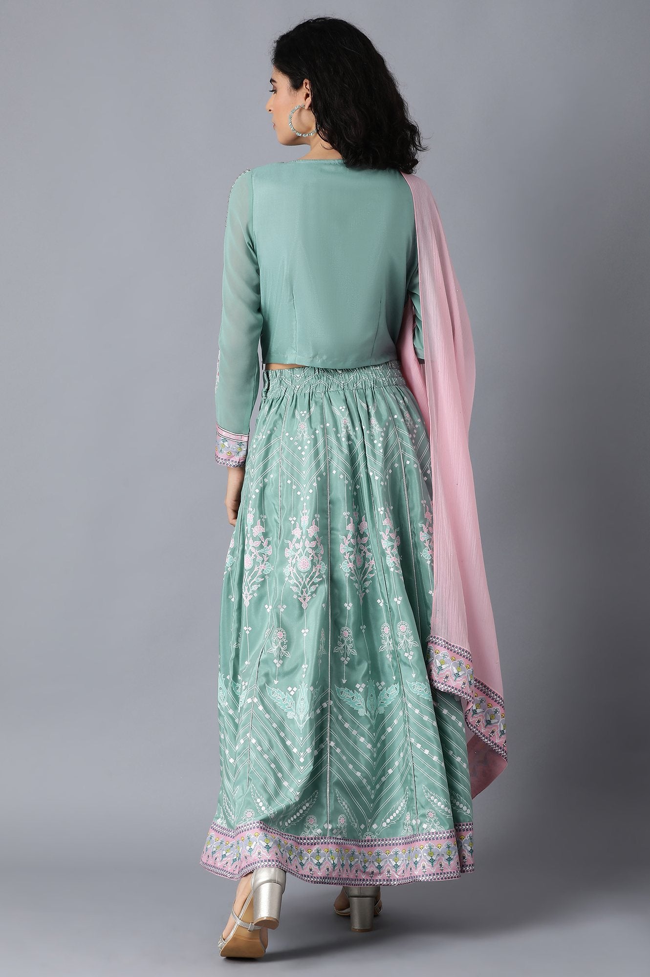 Green Round Neck Printed Set