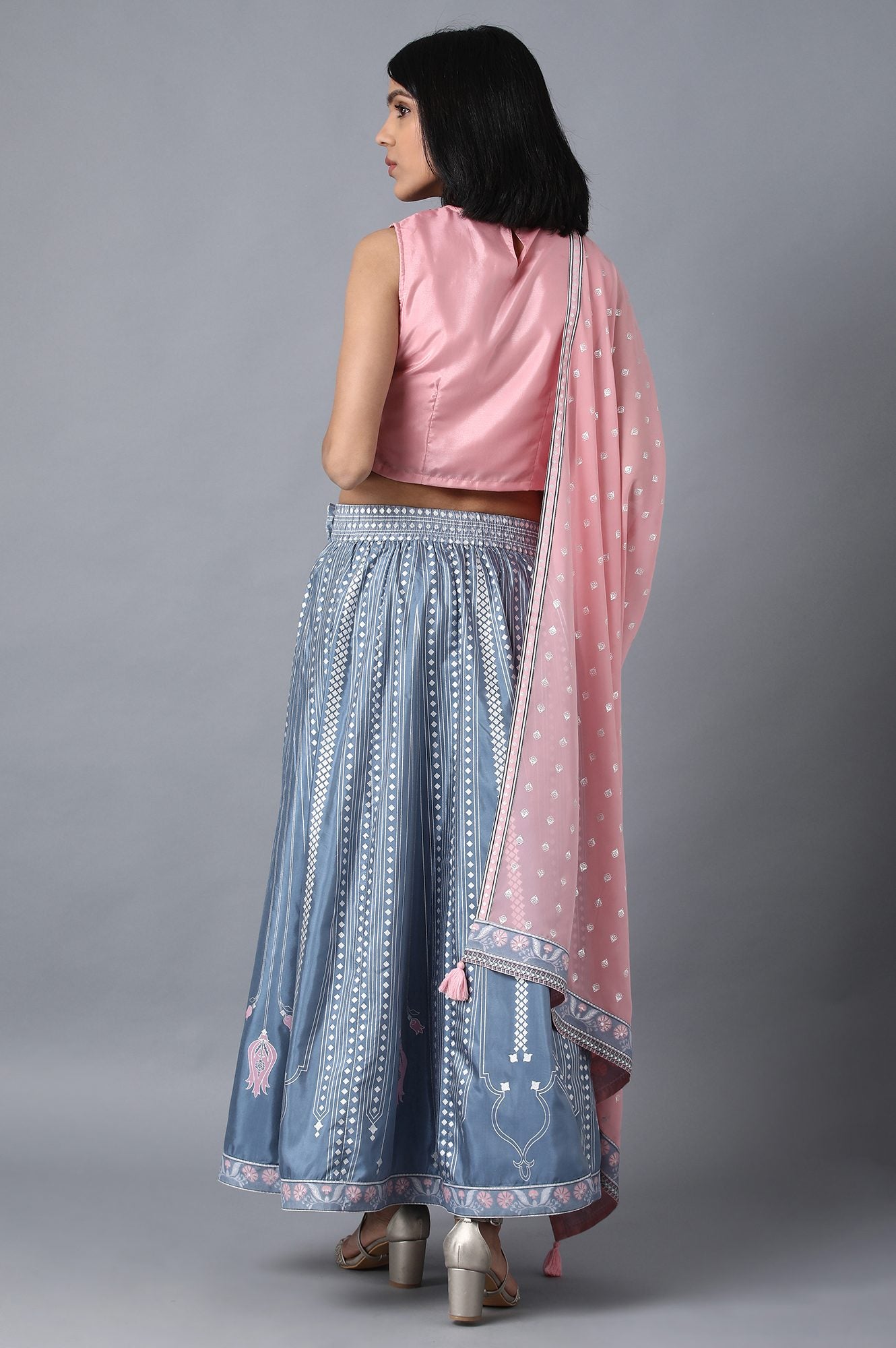 Pink Round Neck Embroidered Set