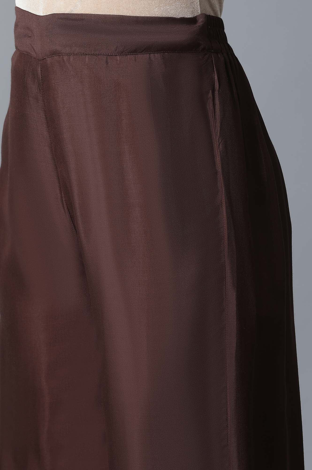 Dark Brown Jacket kurta-Parallel Pant Set