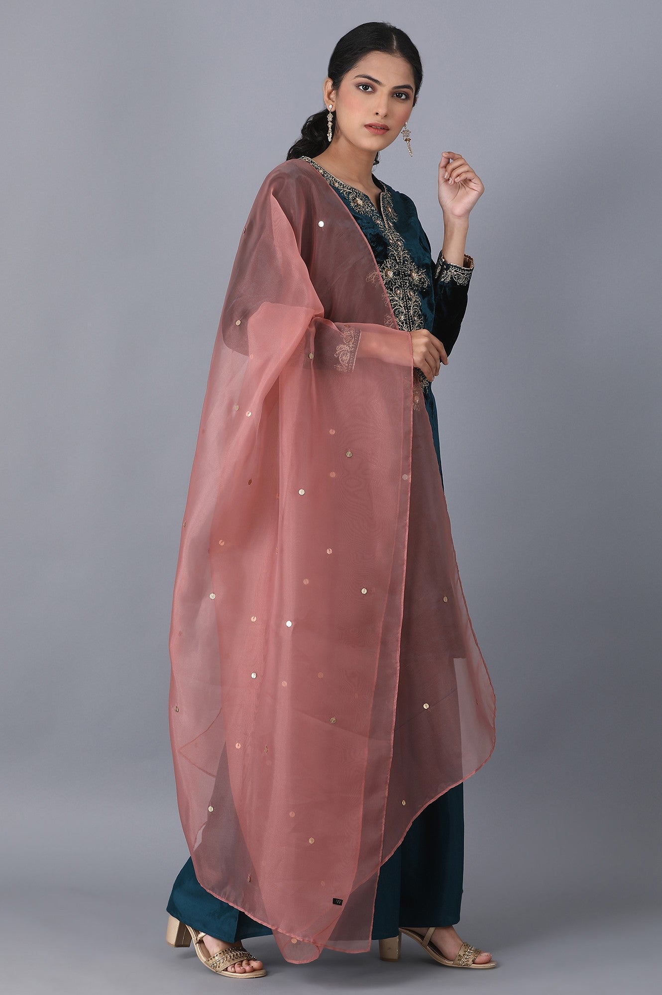 Dark Teal kurta-Sharara-Dupatta Set