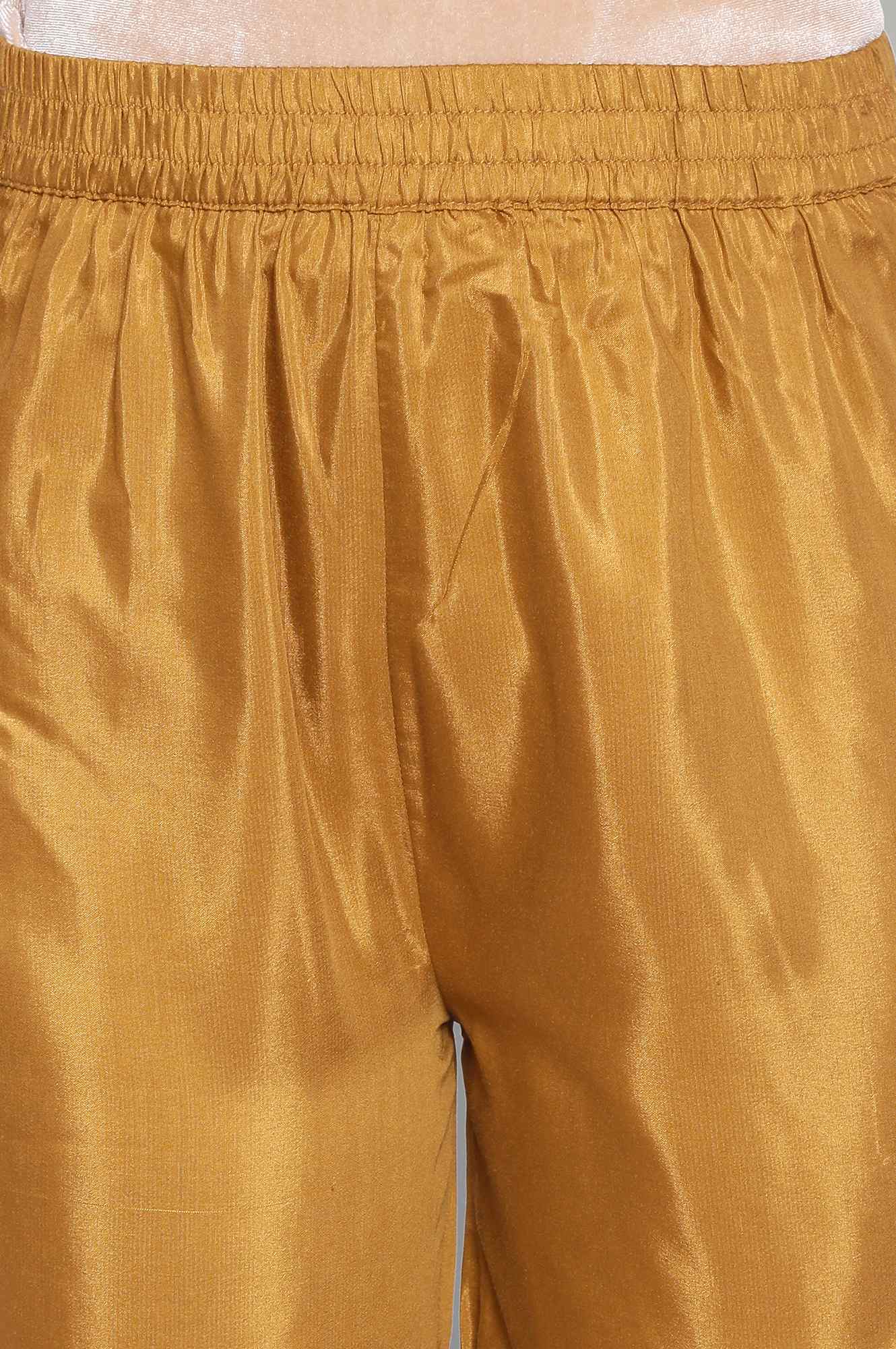 Purple Panelled Satin kurta-Parallel Pants-Dupatta Set