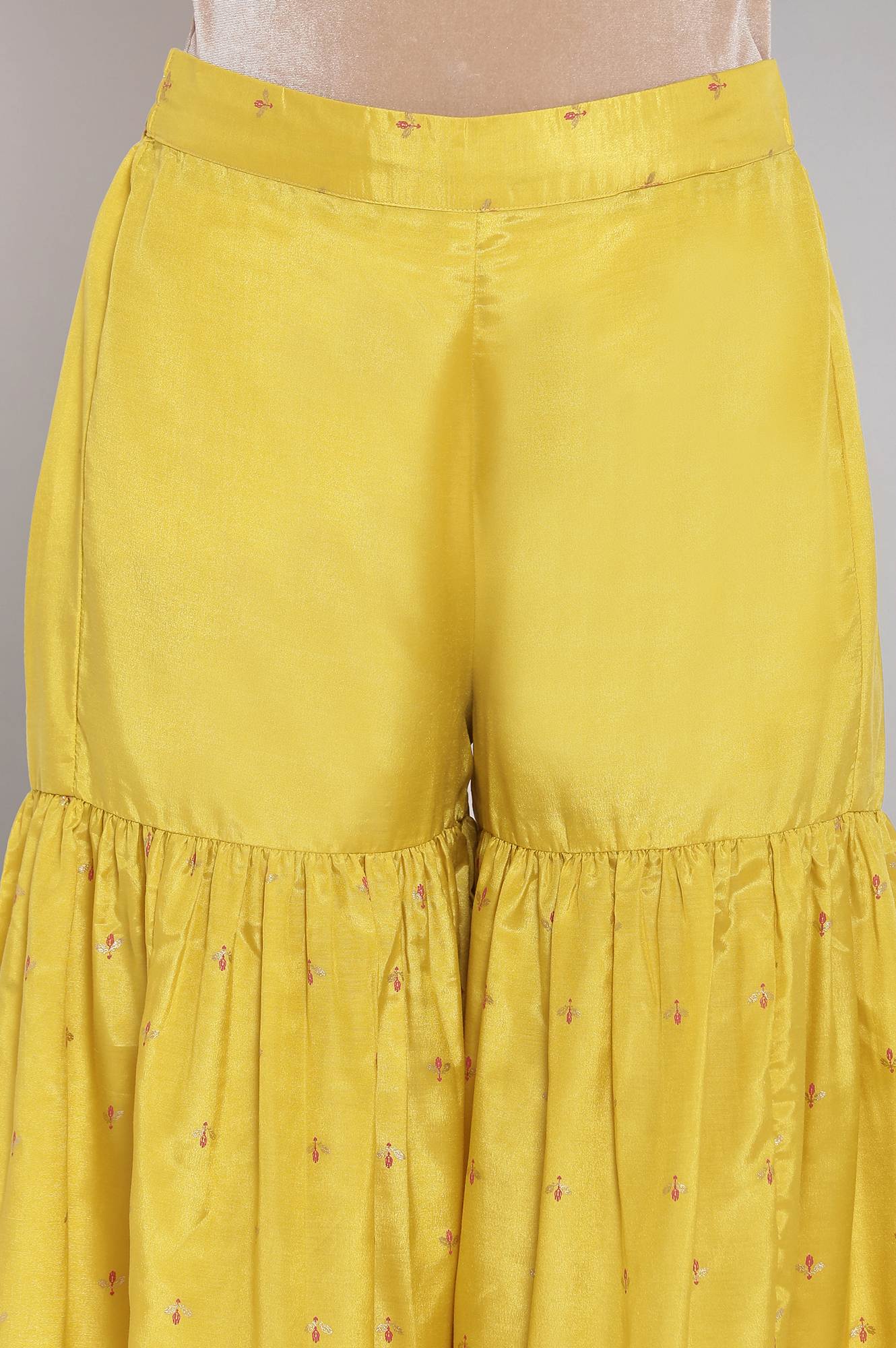 Light Yellow Embroidered kurta-Sharara-Dupatta Set