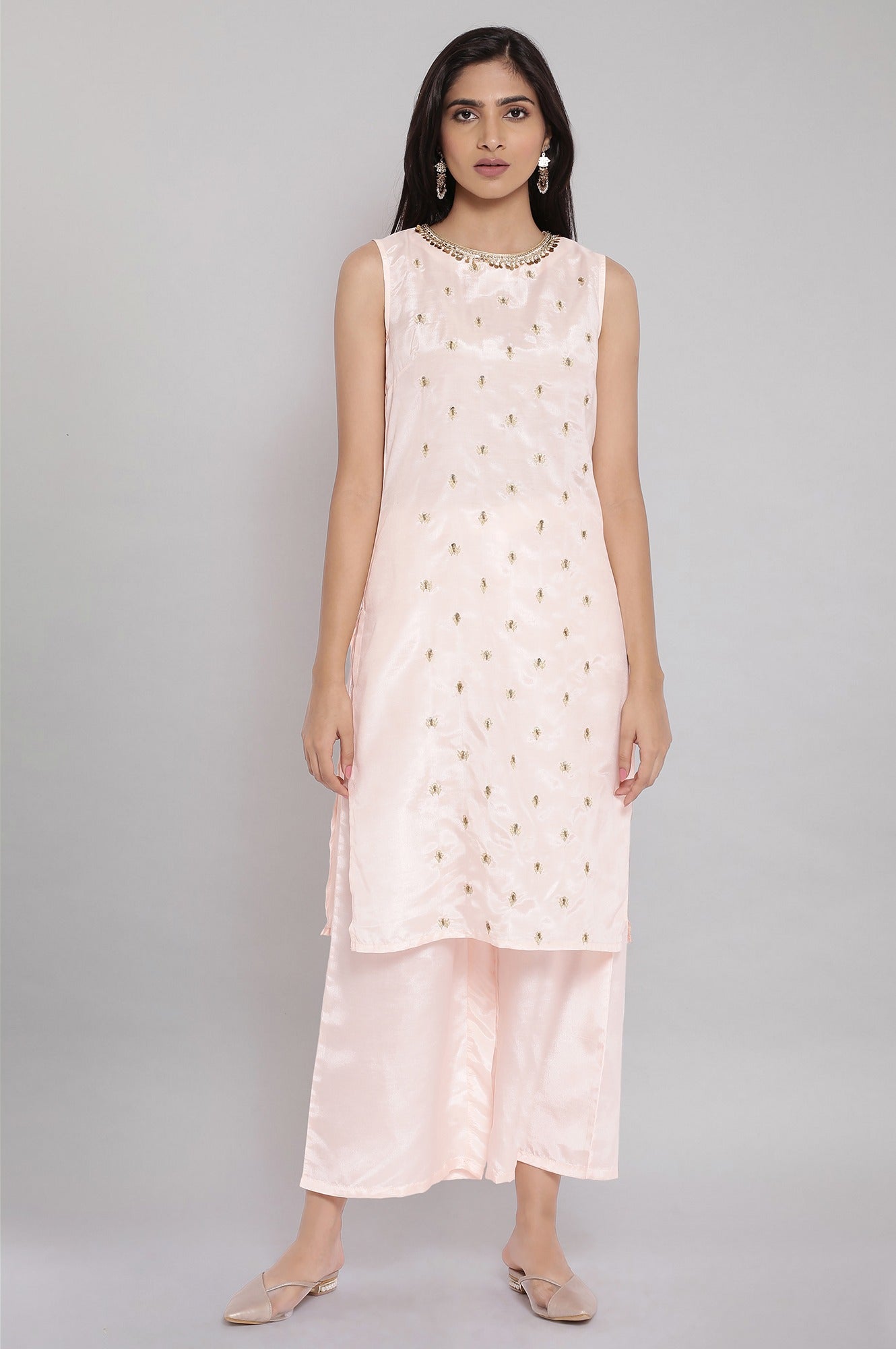 Light Pink Floral Printed Jacket & Inner Set