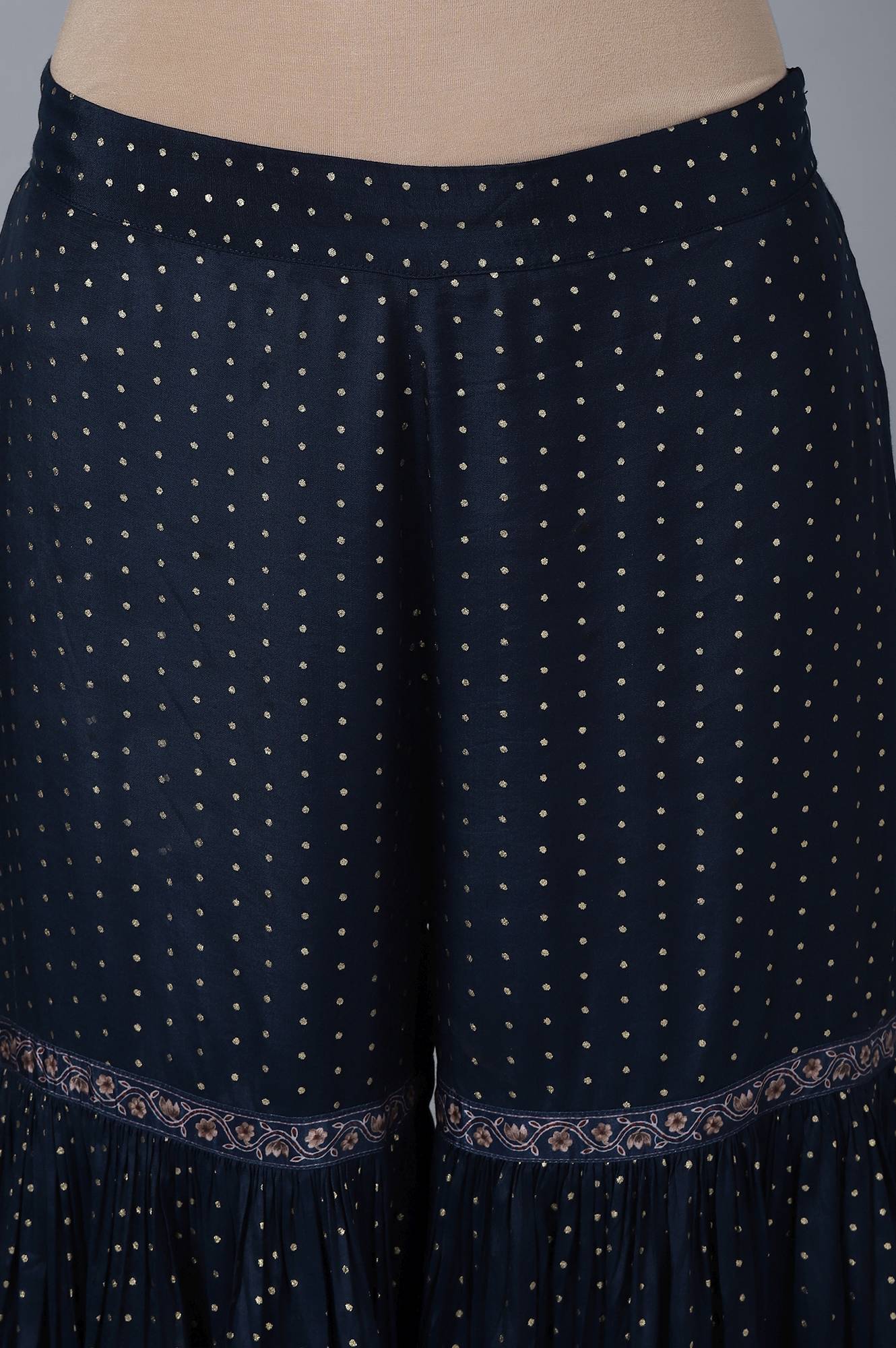 Dark Blue Short kurta Sharara Dupatta Set