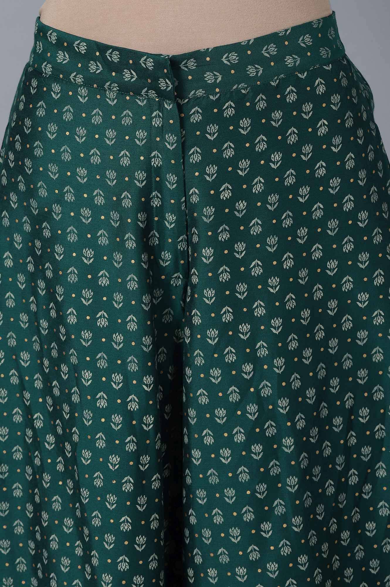 Dark Green Velvet kurta Parallel Pants Set