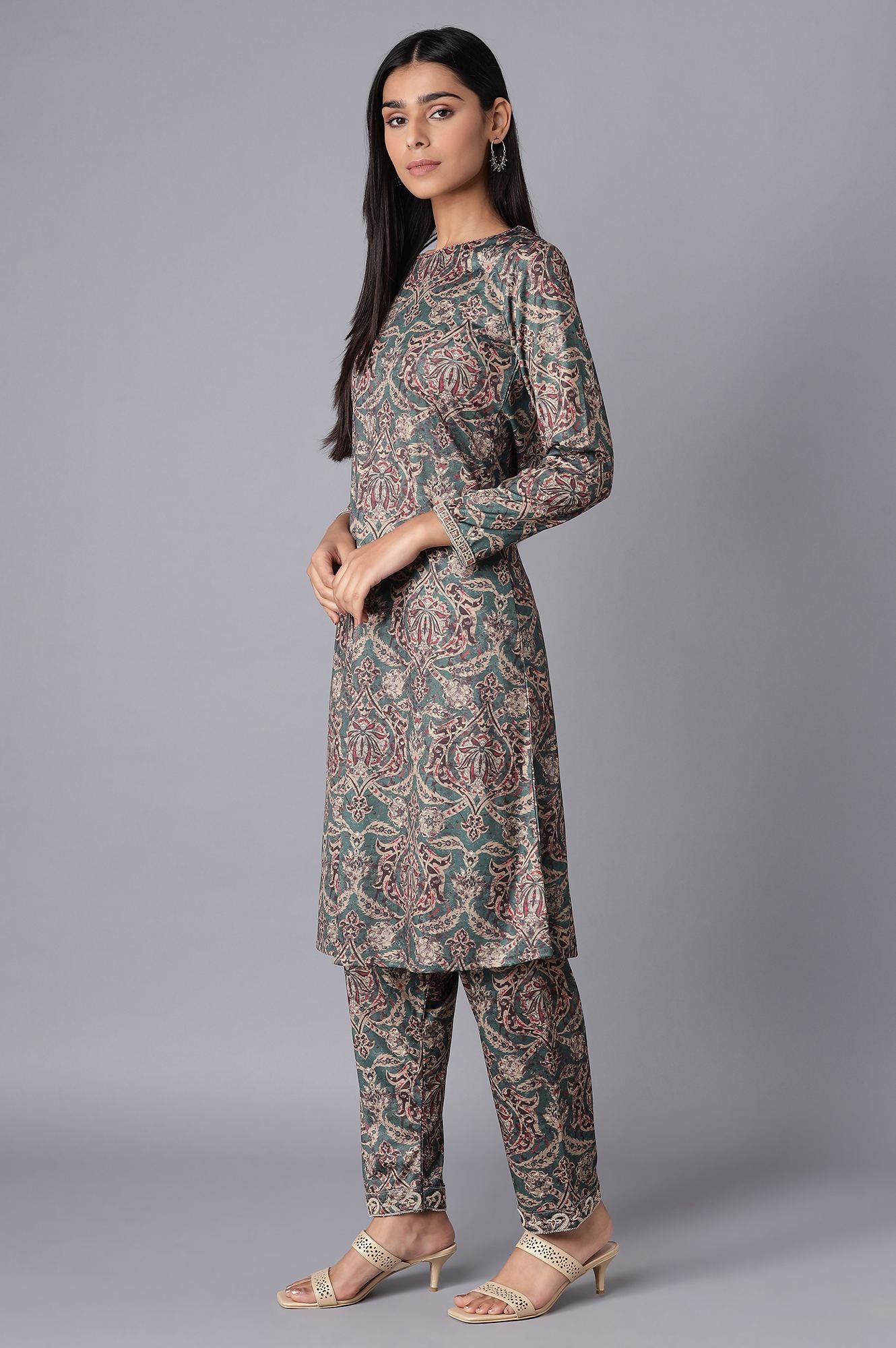 Green kurta and Afgani Salwar Set
