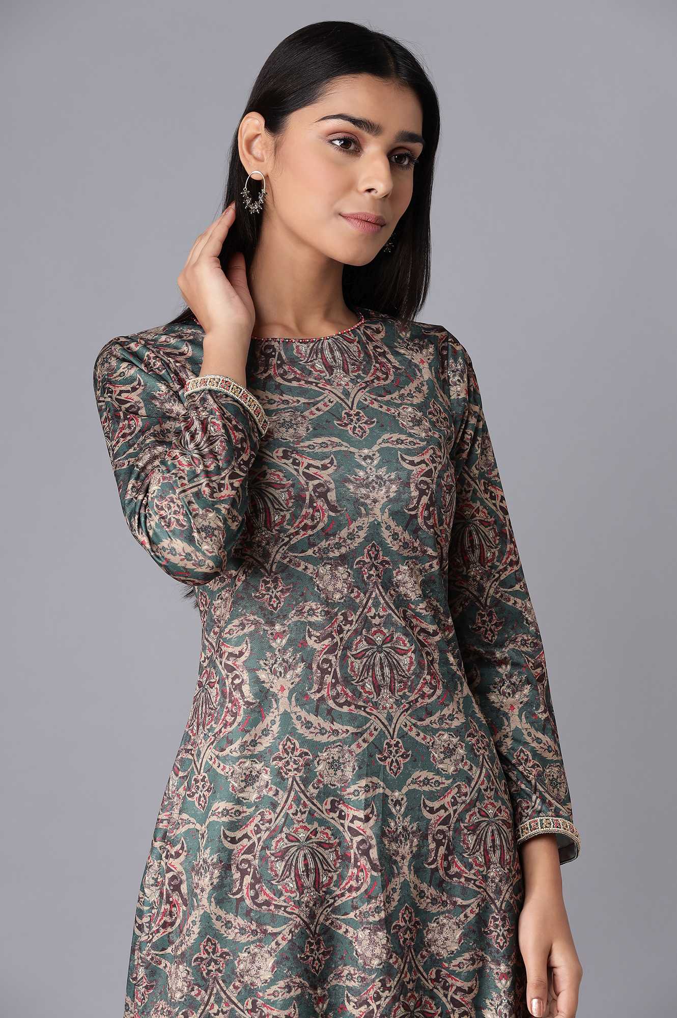 Green kurta and Afgani Salwar Set