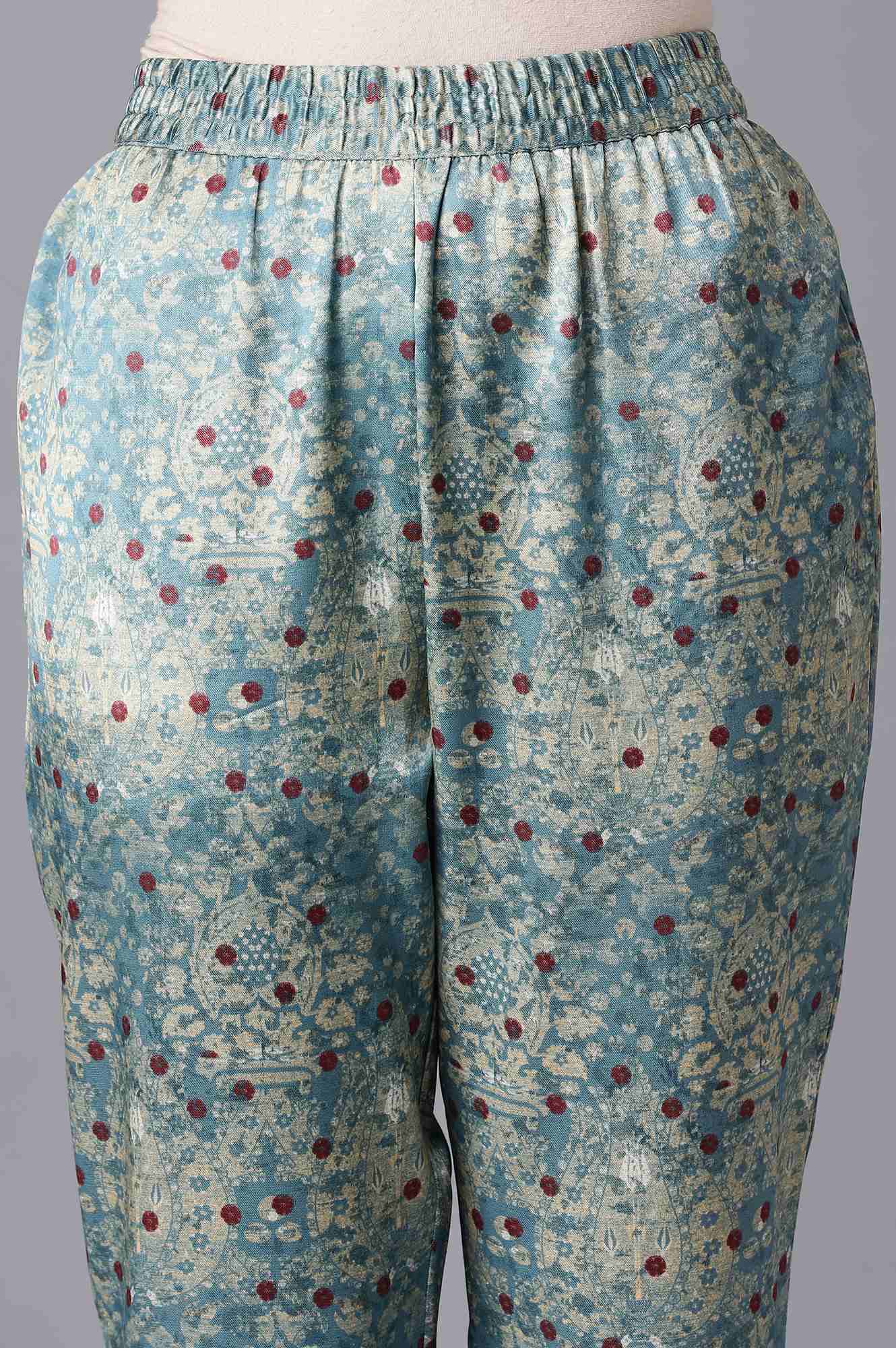 Smoke Blue kurta-Slim Pant Set