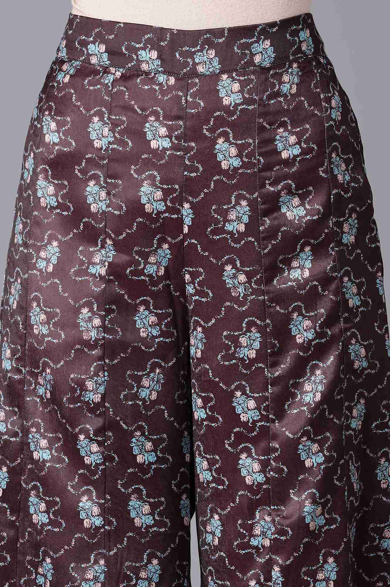 Dark Brown kurta-Flared Pant Set
