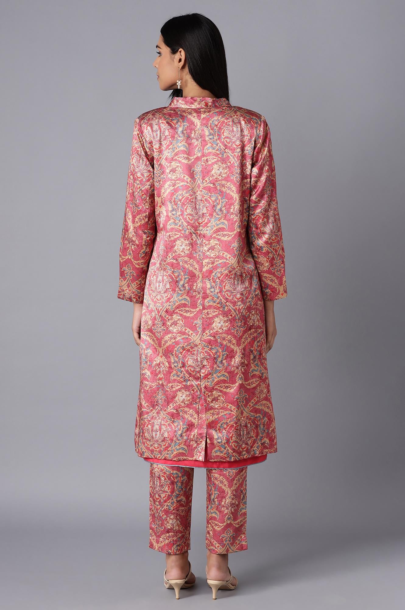Pink Pant Suit With kurta Set