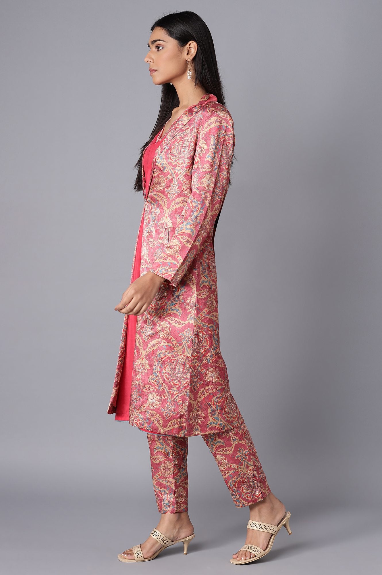 Pink Pant Suit With kurta Set