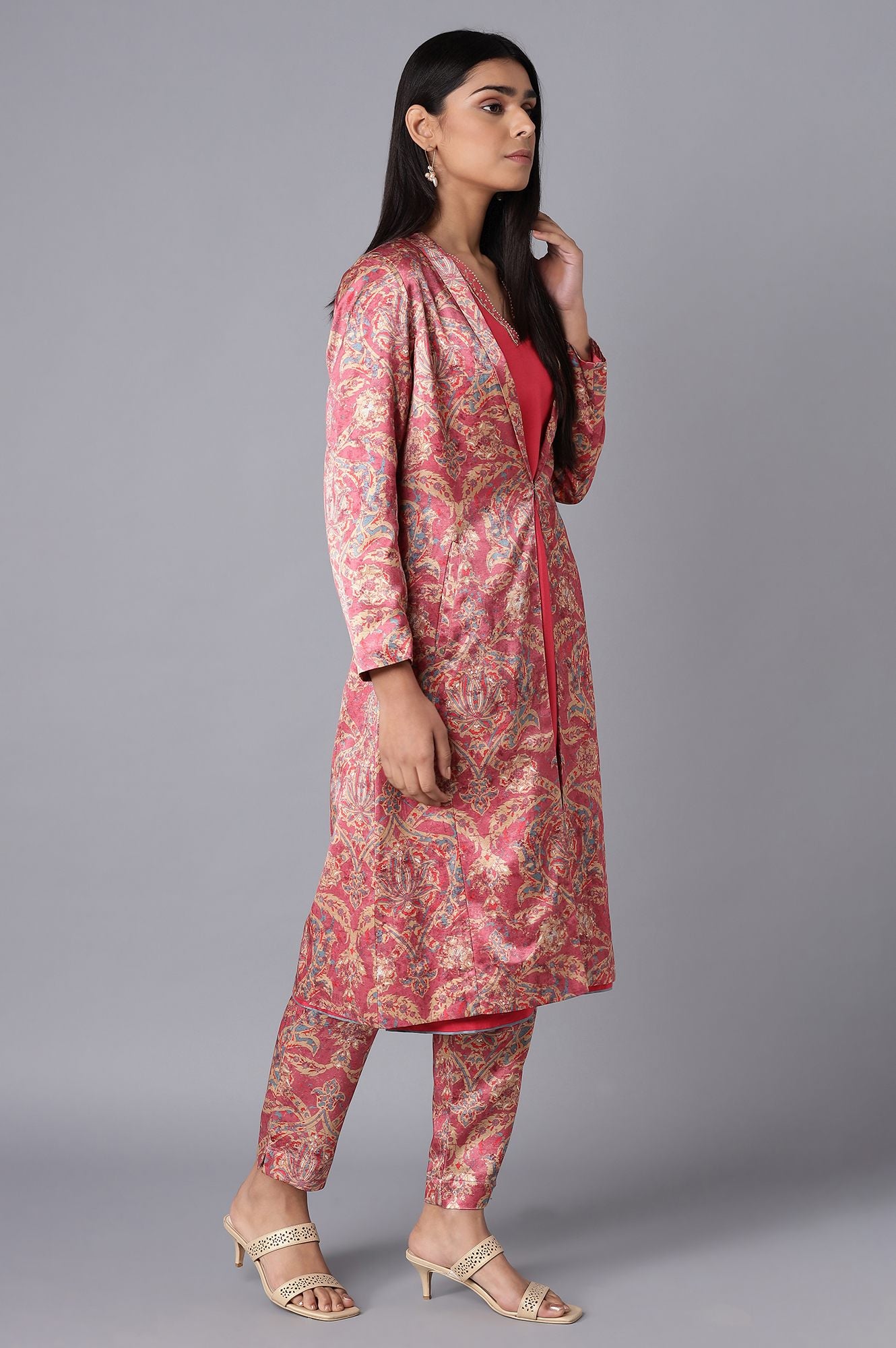 Pink Pant Suit With kurta Set