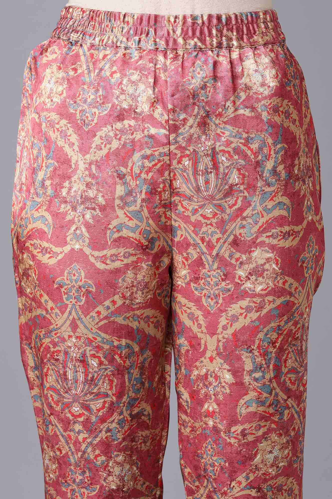 Pink Pant Suit With kurta Set