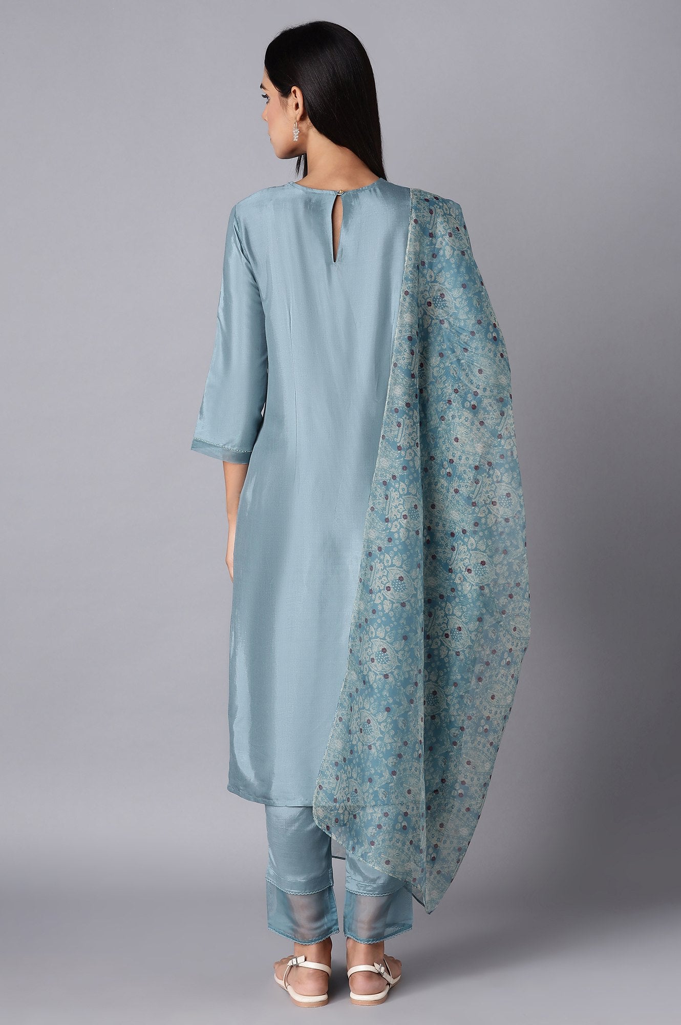 Light Blue kurta-Slim Pant- Dupatta Set