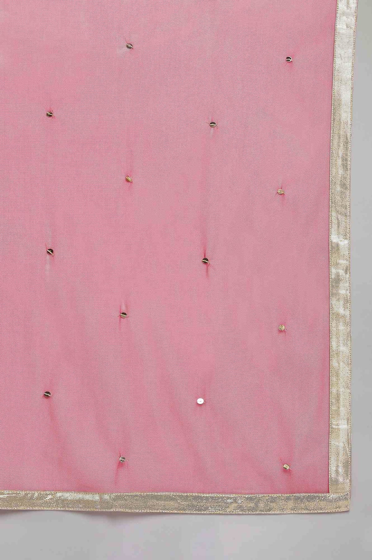 Pink Mesh Dupatta with Sequin