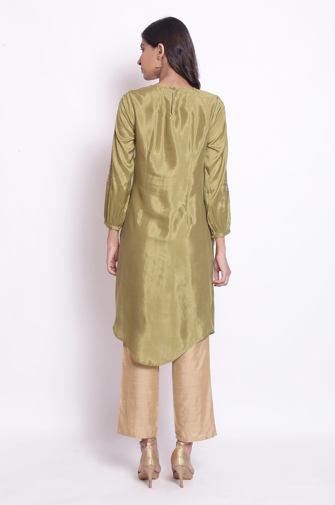 Olive Green Embroidered kurta