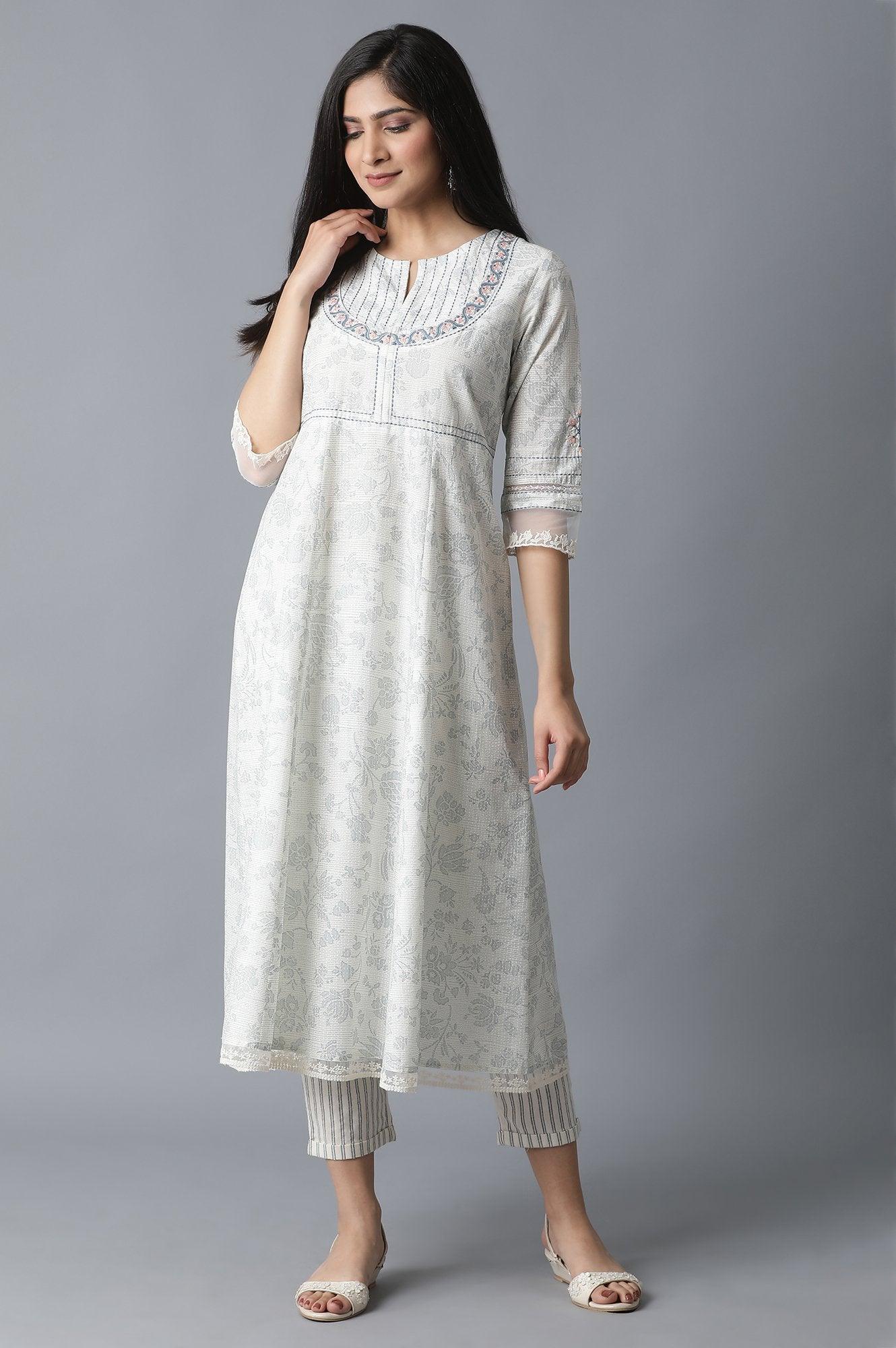 Ecru Striped Slim Pants - wforwoman