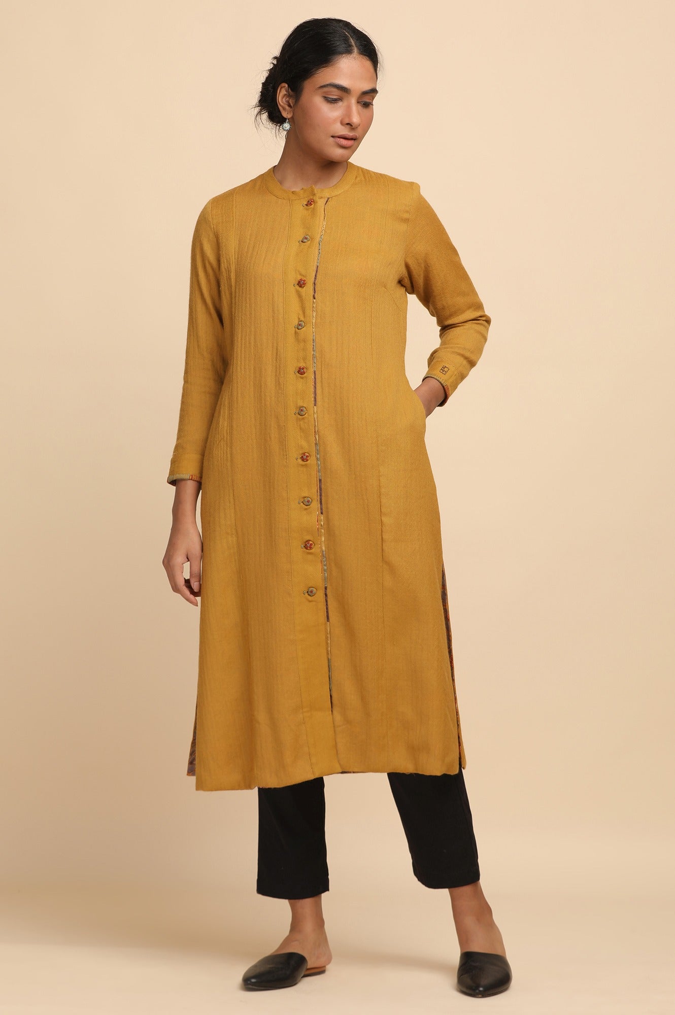 Mustard Woollen Reversible Jacket