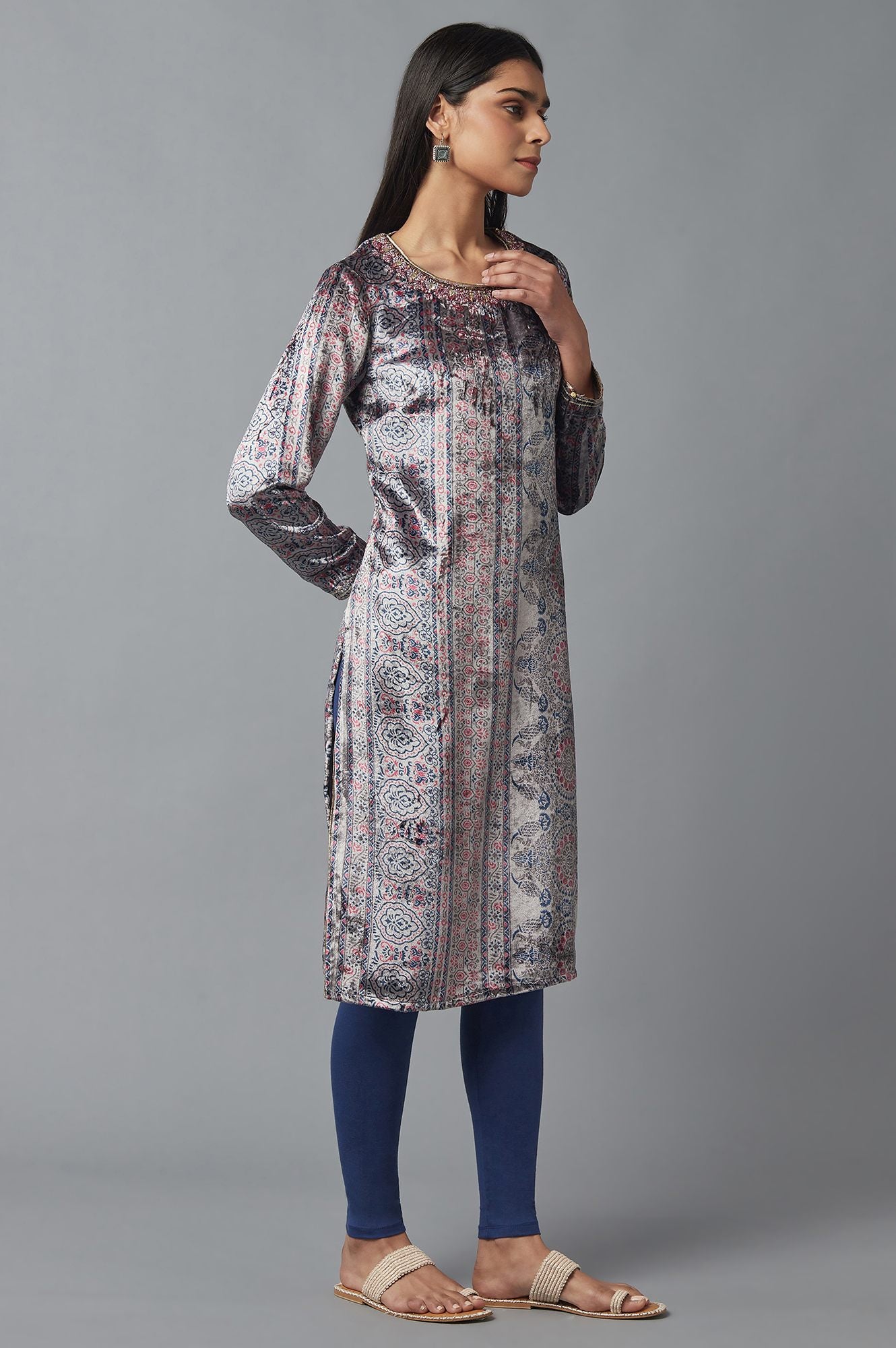 Grey Velvet kurta