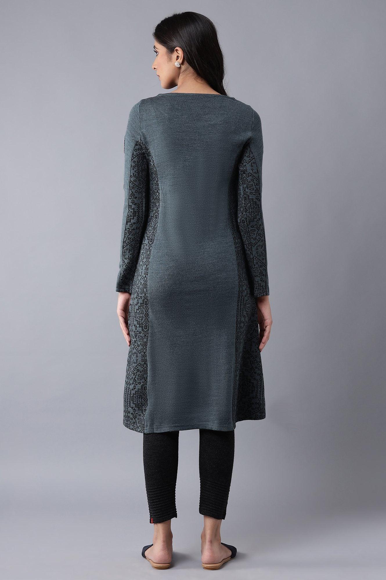 Dark Blue Woollen kurta - wforwoman