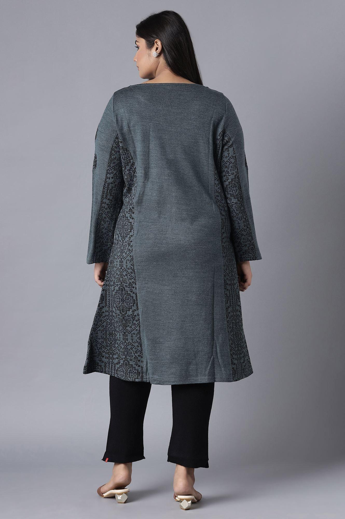 Dark Blue Woollen kurta - wforwoman