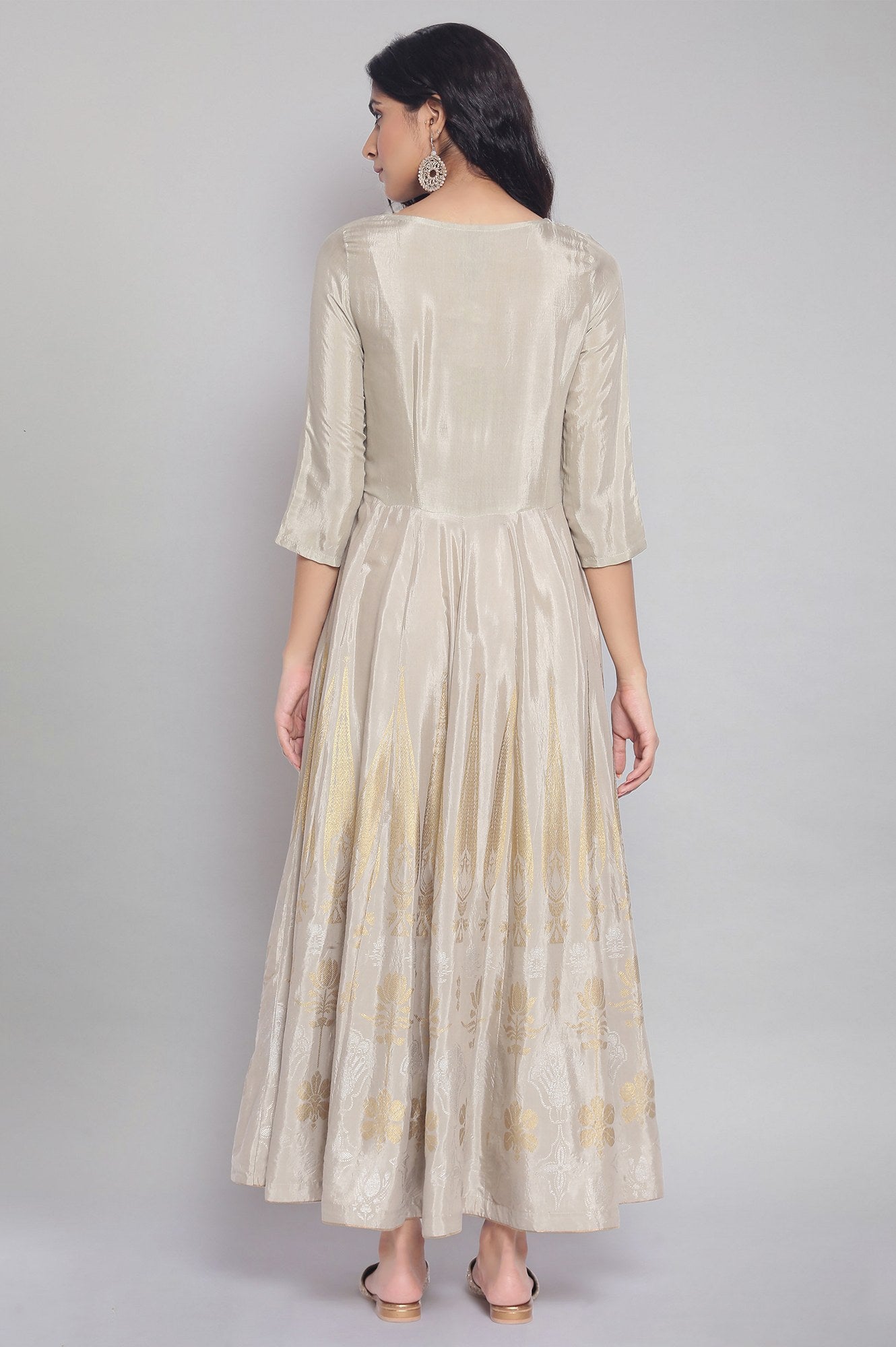 Light Grey Round Neck Panelled Dress