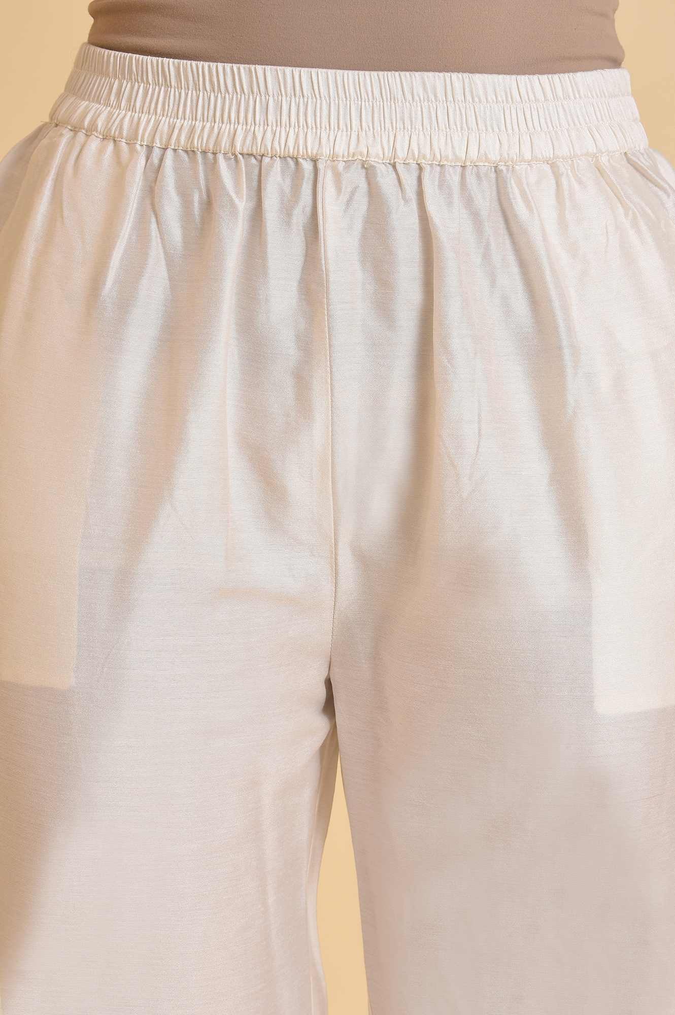 Ecru Mock Layer Printed kurta & Straight Pants Set